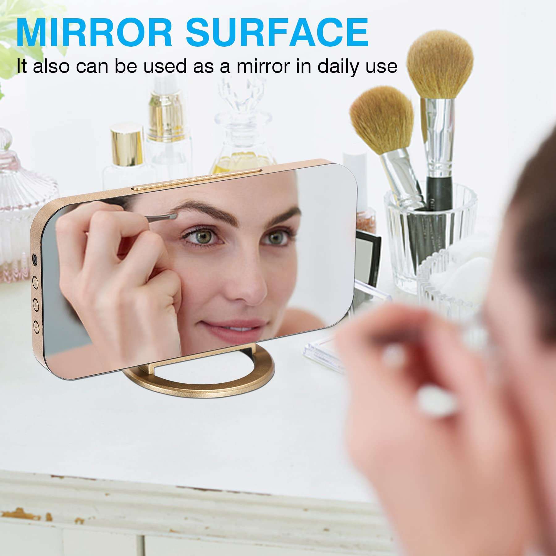 Sukeen Digital Alarm Clock,6" Large LED Display with Dual USB Charger Ports | Auto Dimmer Mode | Easy Snooze Function, Modern Mirror Desk Wall Clock for Bedroom Home Office for All People (Gold) 2