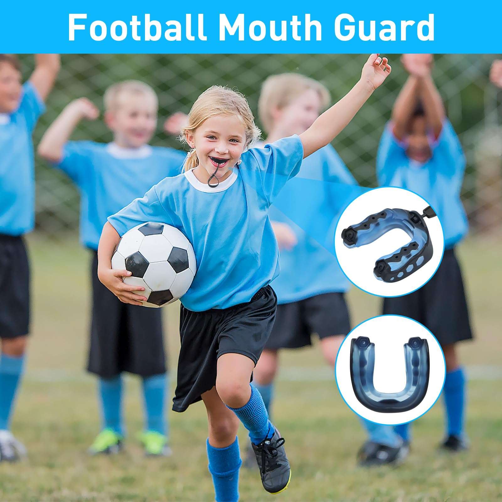 4Pack Football Mouth Guard, Soft Youth Mouth Guard Football Mouthpiece, Professional Sports Mouth Guard for Boxing, Basketball, MMA, Lacrosse and Hockey 3