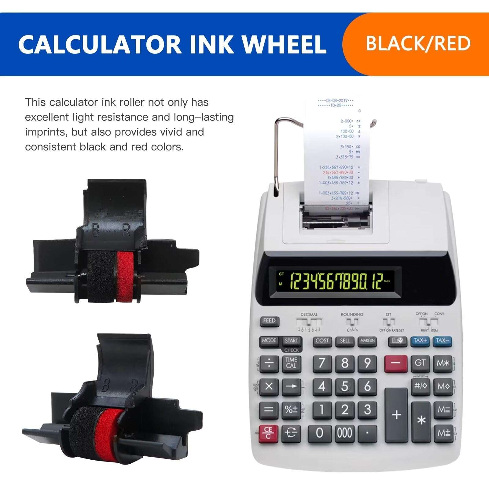 TalaBide (10 Pack) Compatible/Replacement Calculator Ink Roller Black/Red IR-40T for Casio HR-170RC, HR-100TM, HR-120T, for Sharp EL-1750V, EL-1801V, and More 6