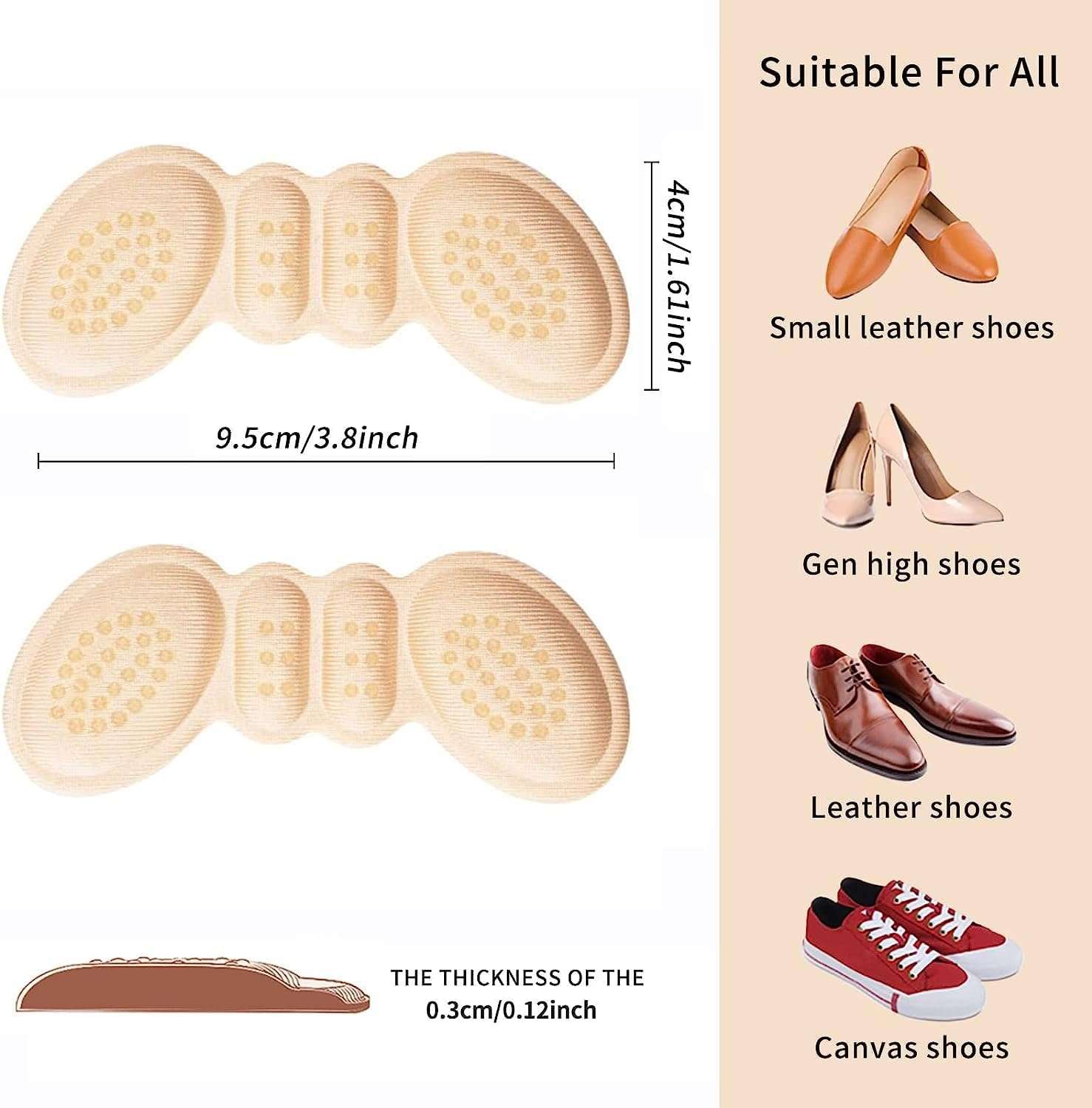 MINNESOTA Self-Adhesive Heel Grip Liner Cushion Inserts for Loose Shoes Foam Material, Foot Care Protector Grips Liners, Heel Protectors For Shoes, Filler Improved Shoe Fit and Comfort For Men & Women 5