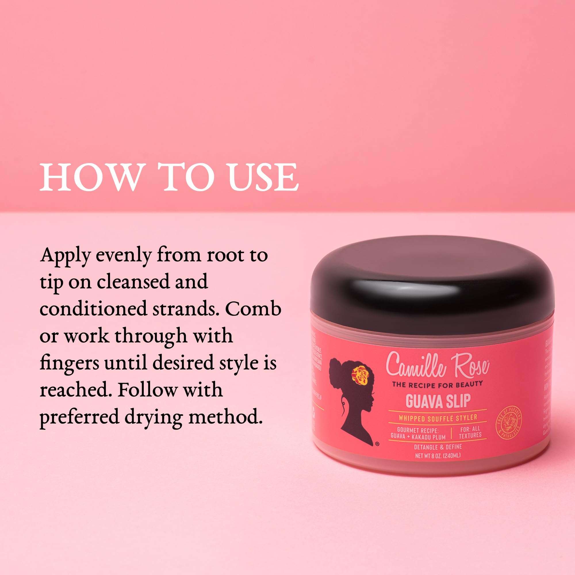 Camille Rose Guava Whipped Hair Styling Cream, with Kakadu Plum & Shea Butter to Detangle, Control Frizz & Define Strands, for All Hair Textures, 8 oz 6