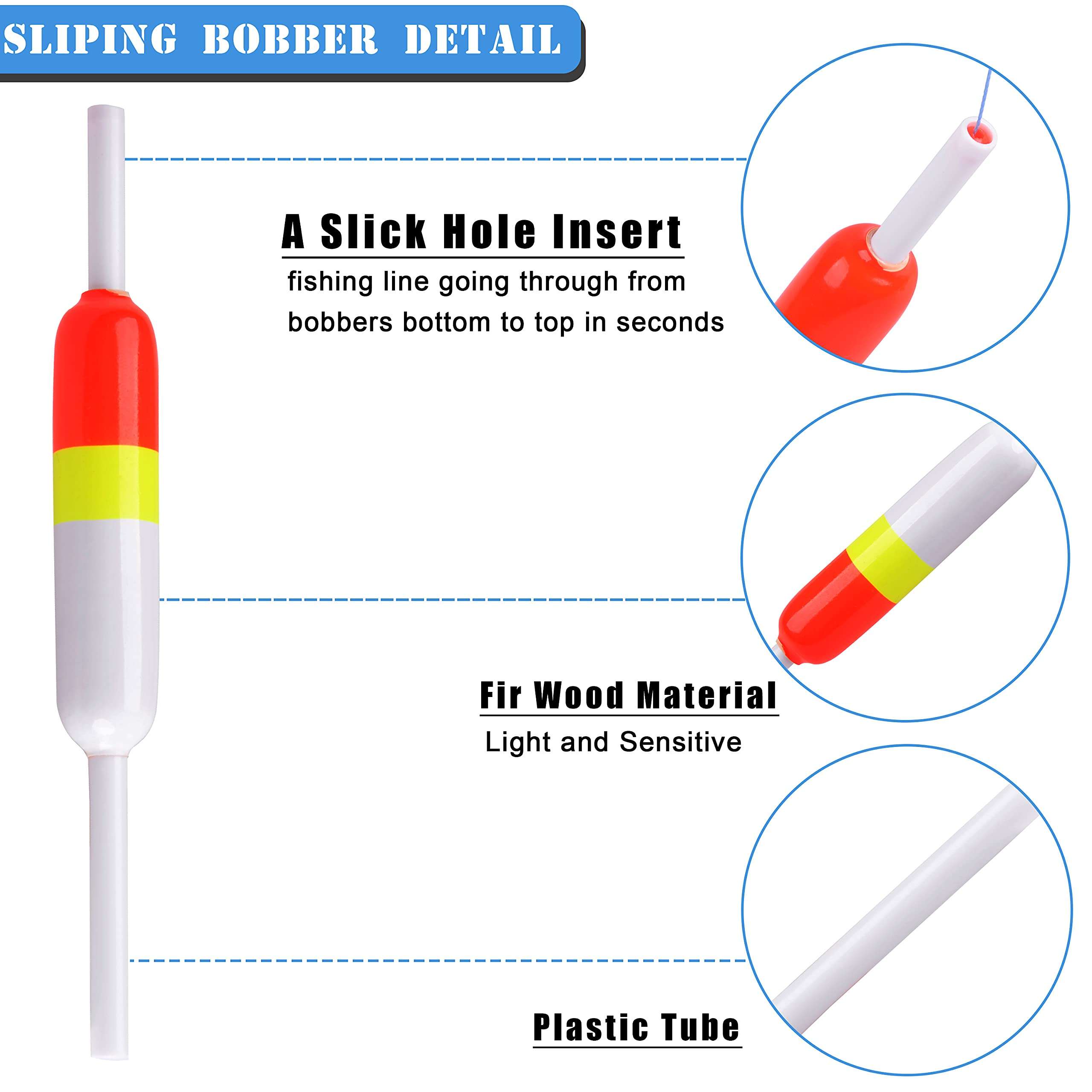 AGOOL Slip Bobbers Fishing Floats and Bobbers Wood Slip Floats Stick Slip Bobbers for Crappie Panfish Walleyes Trout Bass Fishing 5/10pcs 2