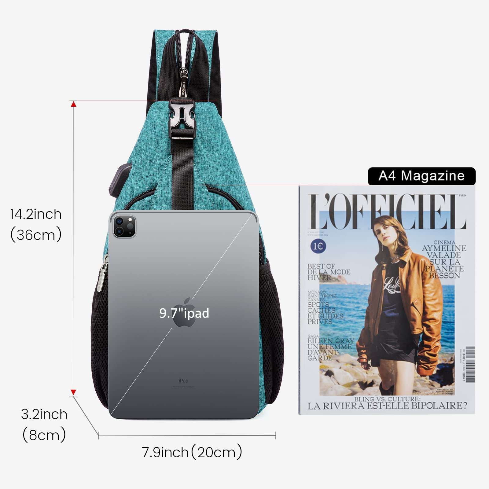 LOVEVOOK Sling Bag for Women Casual Daypack Nylon Crossbody Sling Backpack Travel Shoulder Bag Hiking Daypack (Green) 5