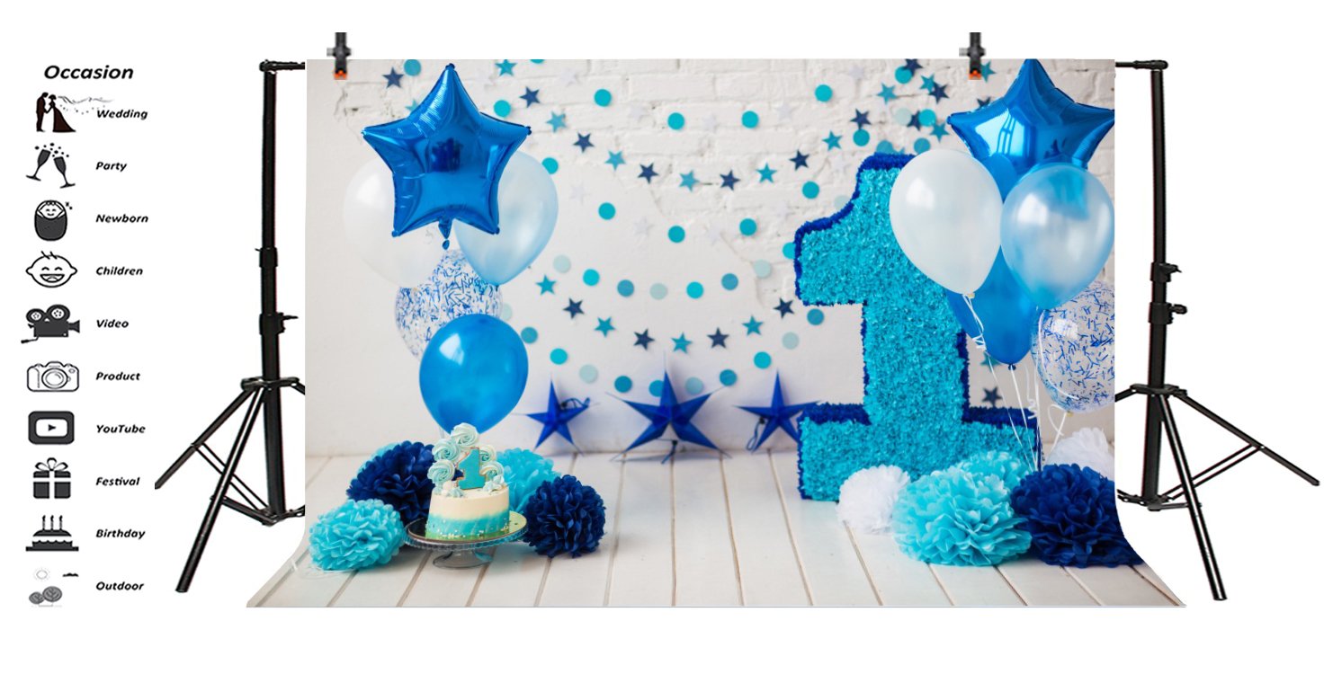 Yeele 8x6ft Photography Backdrop 1St Birthday Photo Booth Background Paper Flowers Balloons Cake Smash Wood Floor Girl Boy Baby One Year Old Party Decoration Shoot Vinyl Studio Props 3