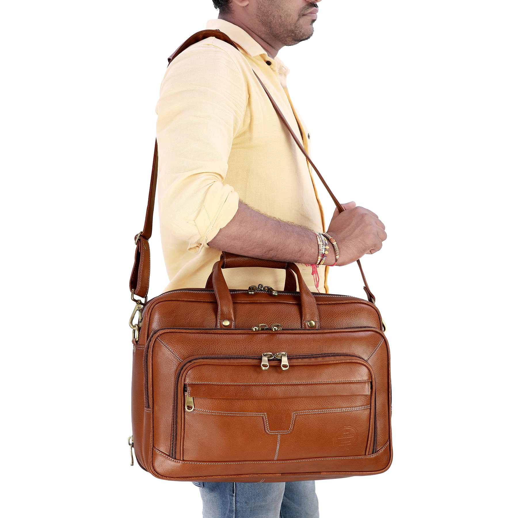 ACEKING Genuine Leather Laptop Bags For Men & Women 15.6'' Laptop Compartment Expandable Features MackBook,Notebook & Ipad Carry Case Color (TAN) 6