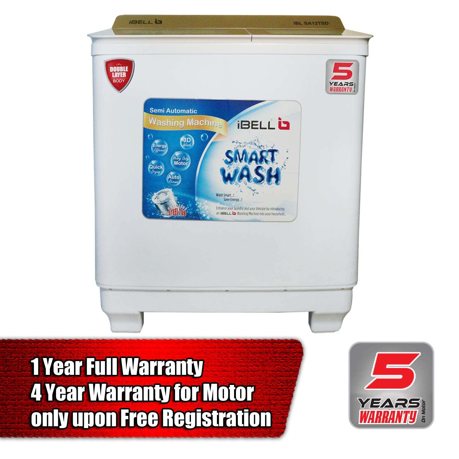 iBELL SA12TSD 12 kg Semi-Automatic Top Loading Washing Machine (105cmx88cmx57cm), White 3