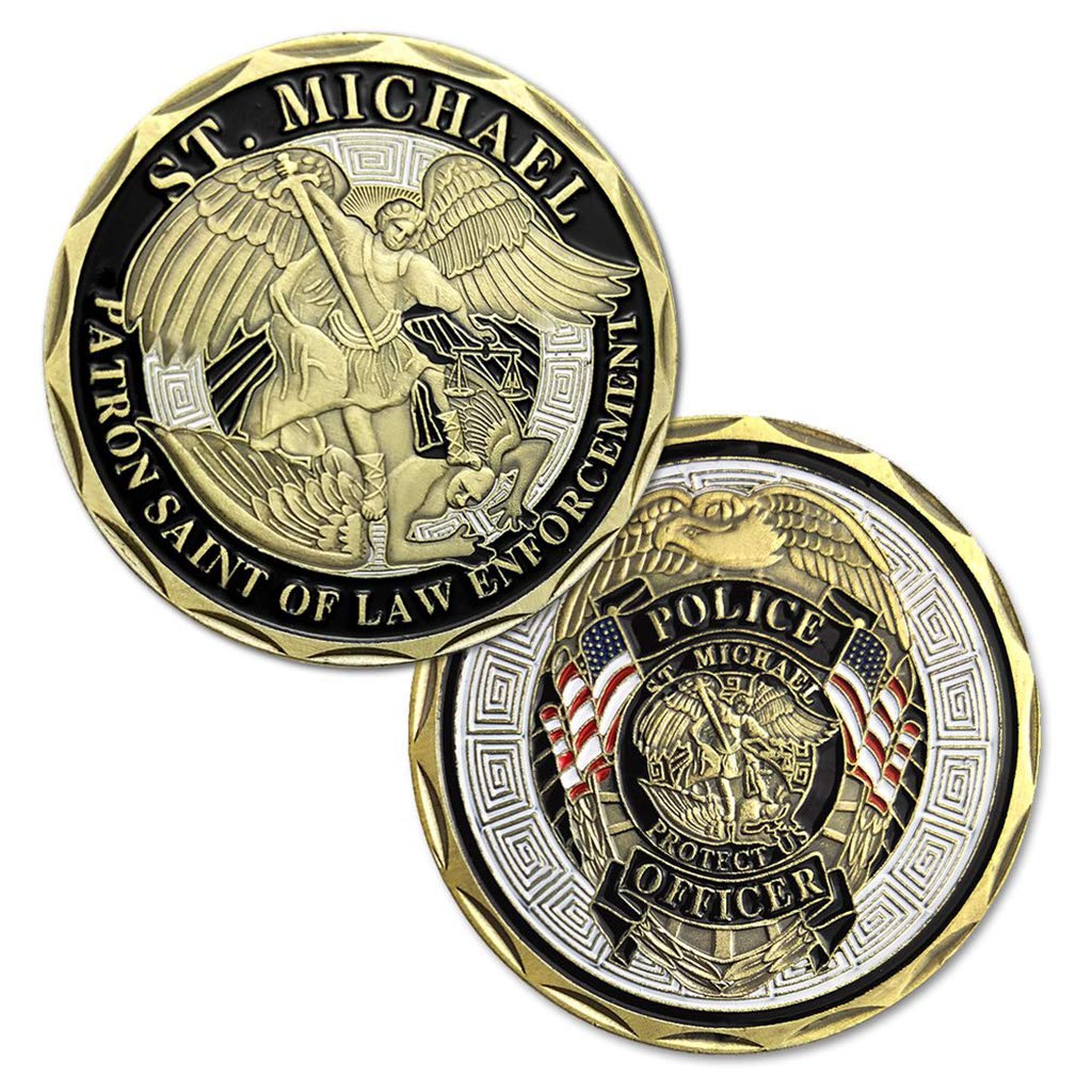 St. Michael Patron Saint of Police Officers Prayer Law Enforcement US Military Challenge Coin 1