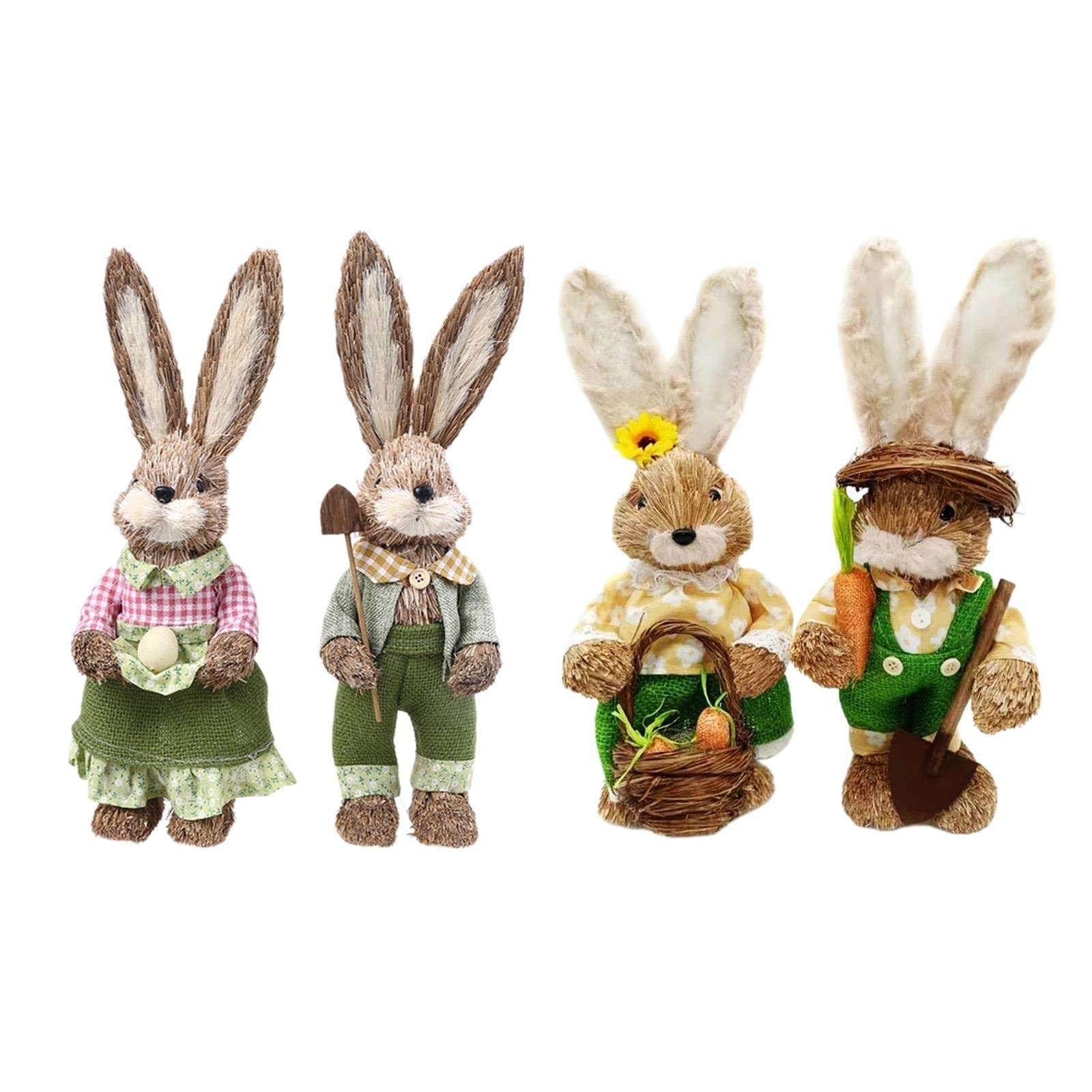 ACRA Cute Straw Rabbit Easter Farmer Bunny Figure for Wedding Party Decor 30 5