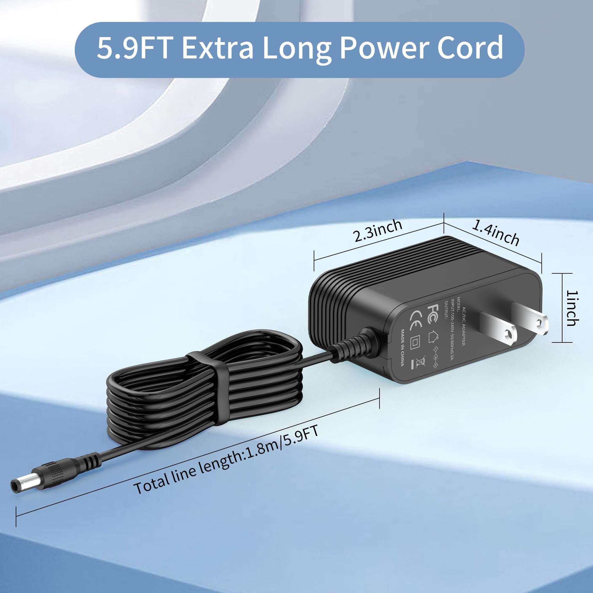 12V Power Adapter for Digital Picture Frame Replacement for Euphro WF1561 & ApoloSign DPF156 / DPF141 Digital Picture Frame Adapter Charger 6