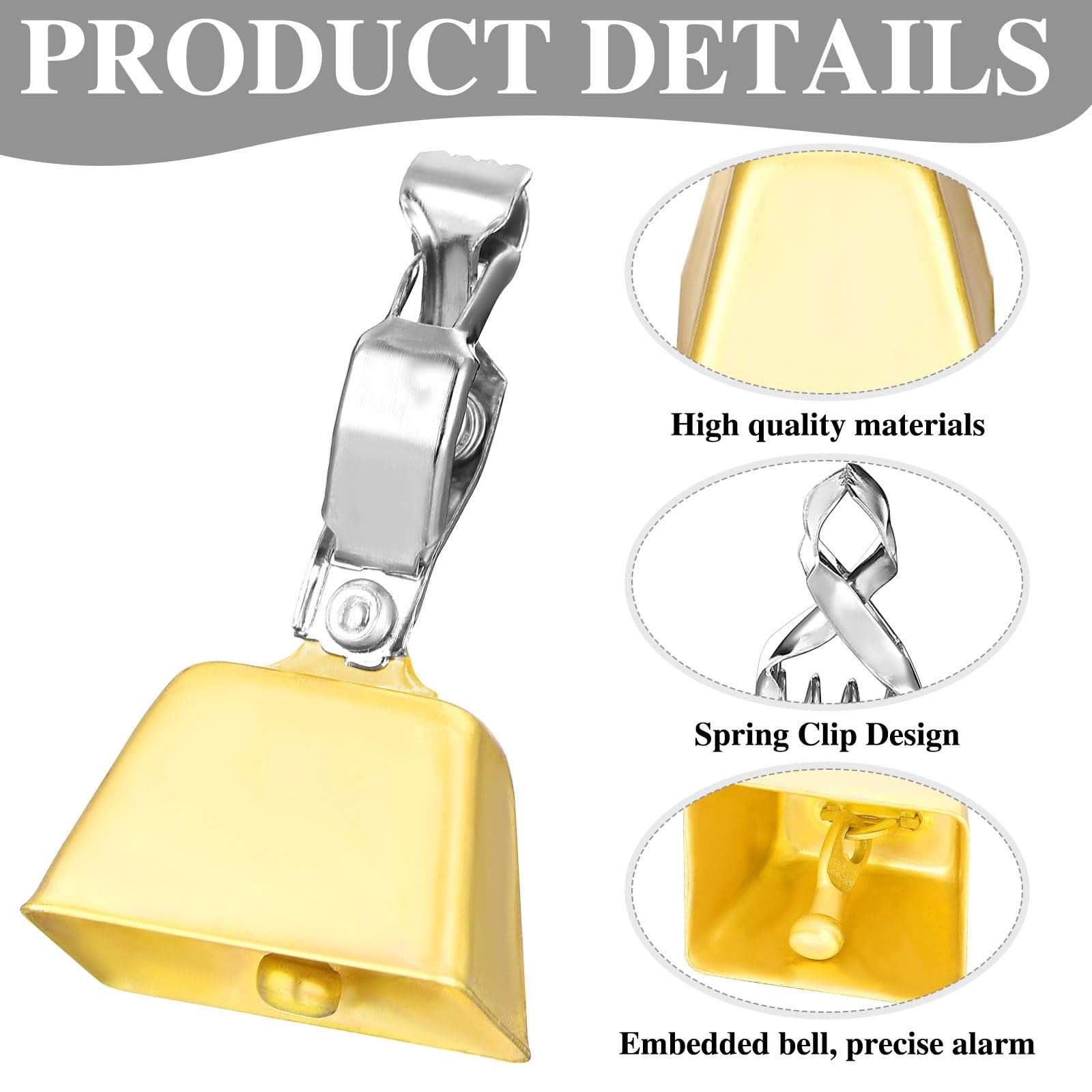 Soulchen 20 Pcs Gold Fishing Bells Fishing Pole Gold Catfish Bells Alert with Clamp Clip on Poles Catfishing Equipment Angling Rings Ice Accessories for Angling Rod Tips 4