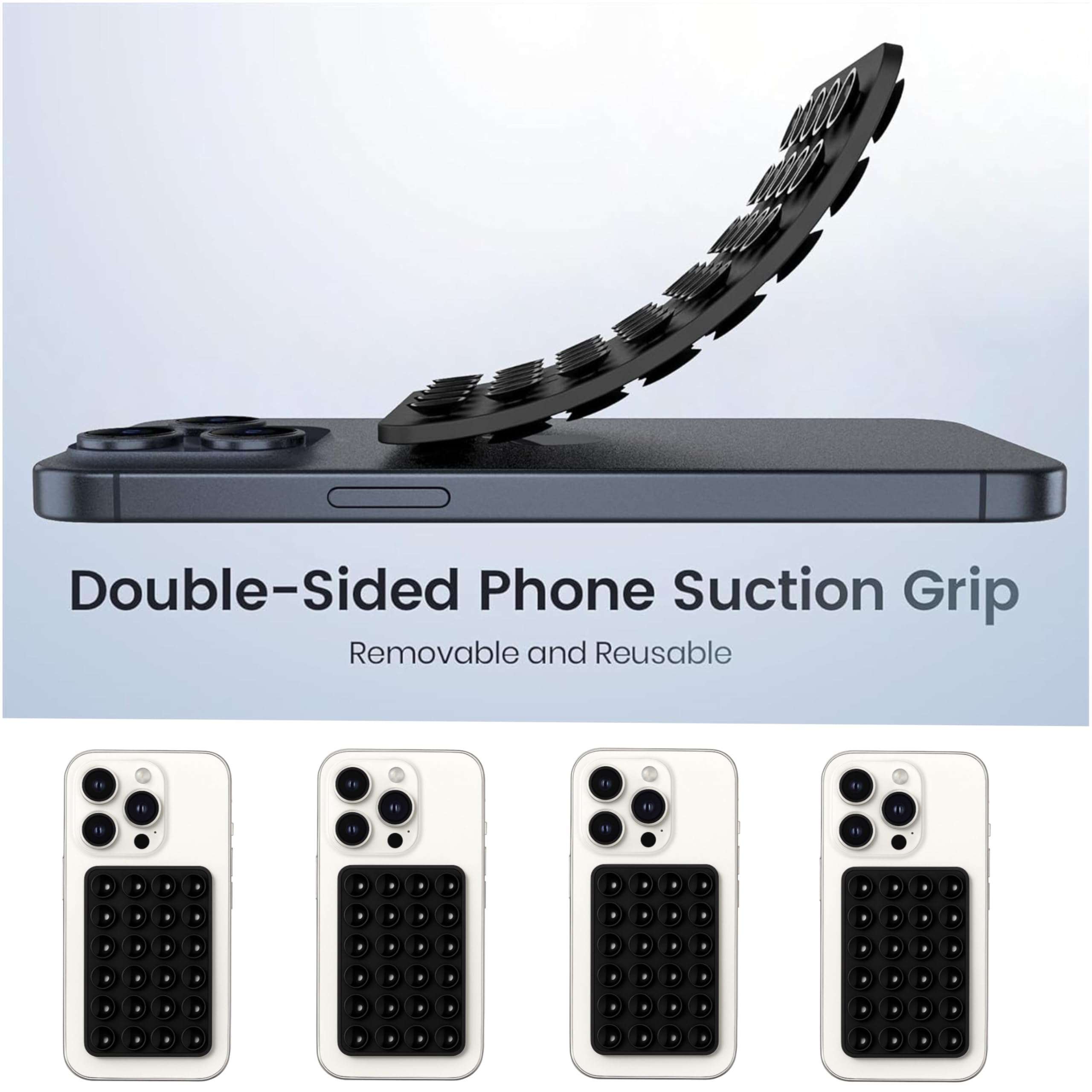 Like Star® Double Sided Back Cover for Silicone Suction Adhesive for Phone Cover | Stick Ease Multi-Purpose Hands-Free Suction Phone Accessory | Strong Grip Holder for Mirror & Shower (Pack of 3) 3