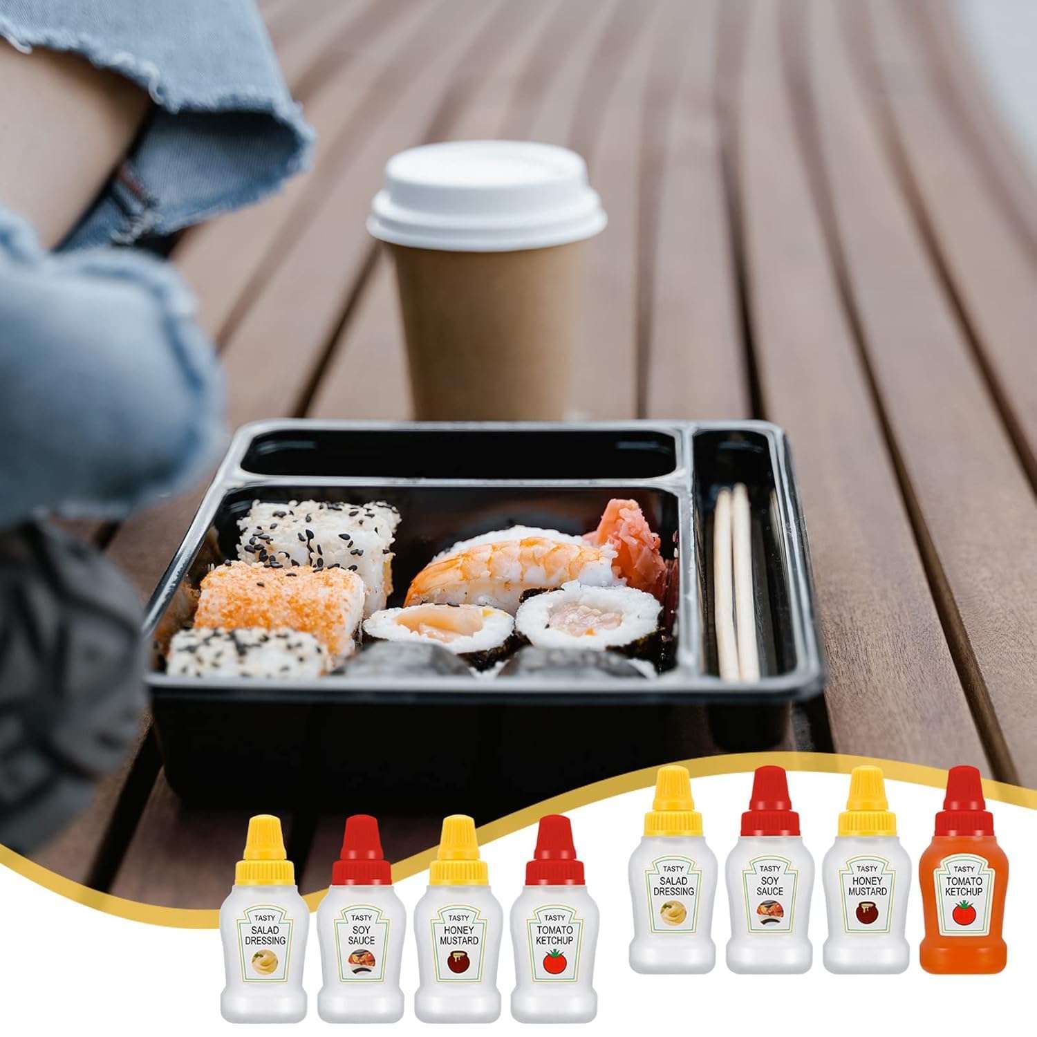 FASHRAMP® 2 Pcs Mini Ketchup Condiment Squeeze Bottles With Sturdy Screw Cap,25ml Mini Portable Salad Sauce Dressing Container Syrup Bottles for Kids Lunch Bento Box Accessories 4