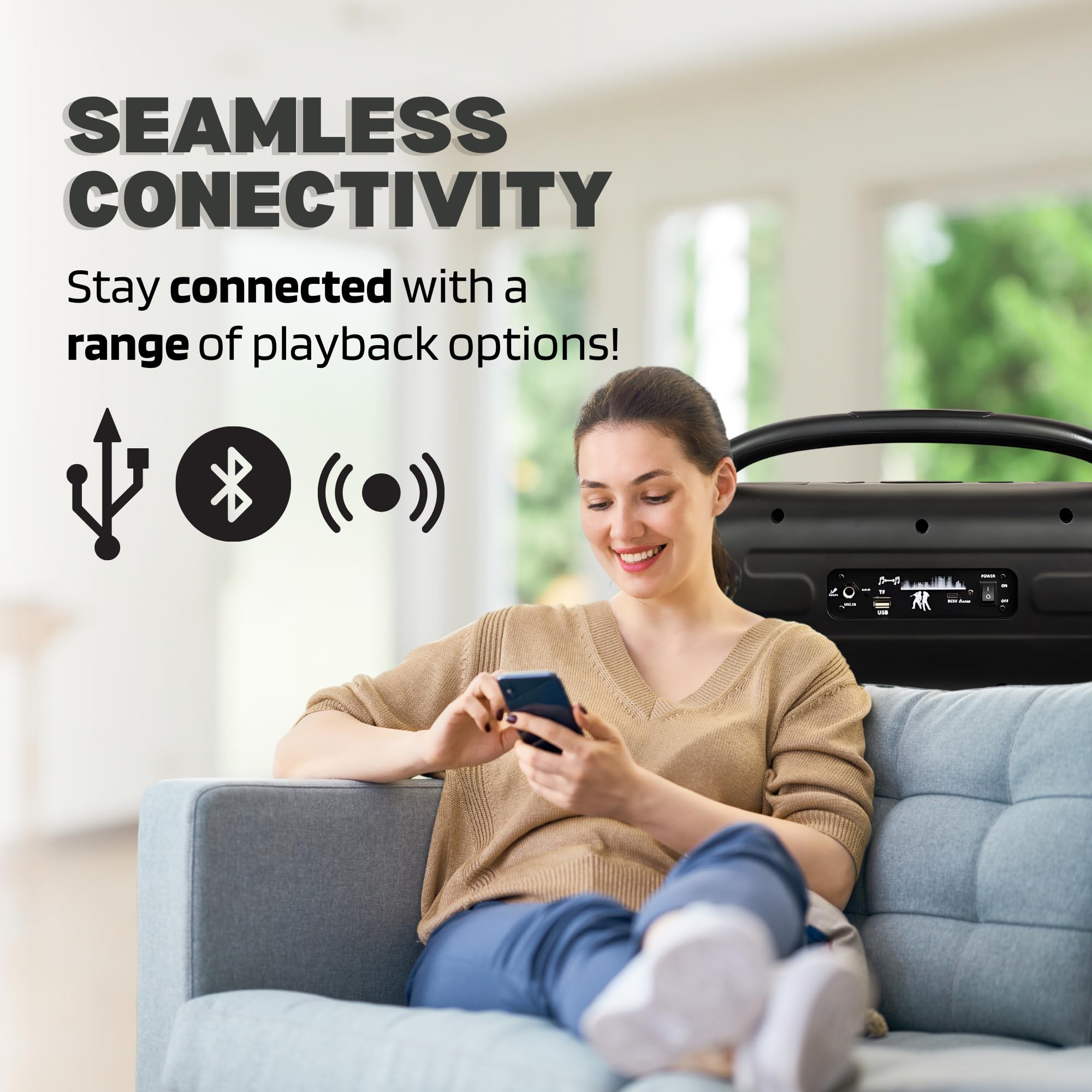 PROSCAN Portable Bluetooth Speaker, TWS LED Light Up, Portable Boombox with Blueooth 5