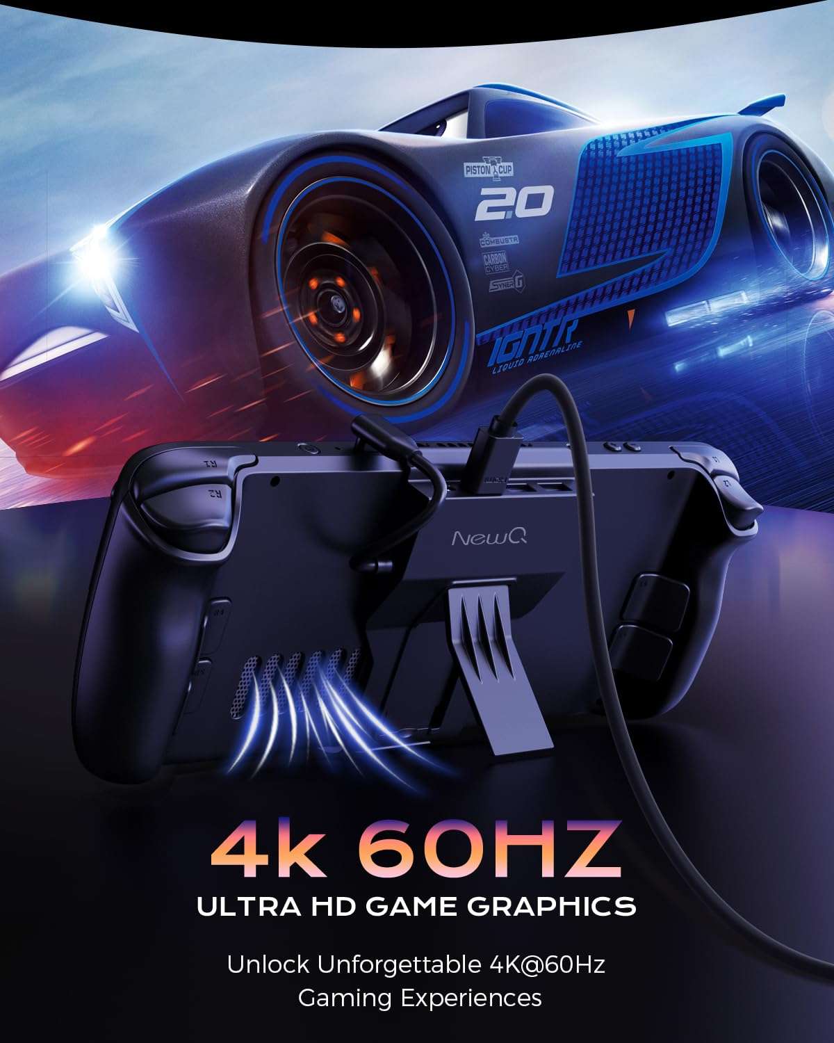 Steam Deck Dock for Steam Deck/OLED with Foldable Stand, HDMI 4K@60Hz, 2 USB A 3.0, 100W Max PD-in, Portable or Desktop Accessories, Perfectly Match The Heat Dissipation Holes 4