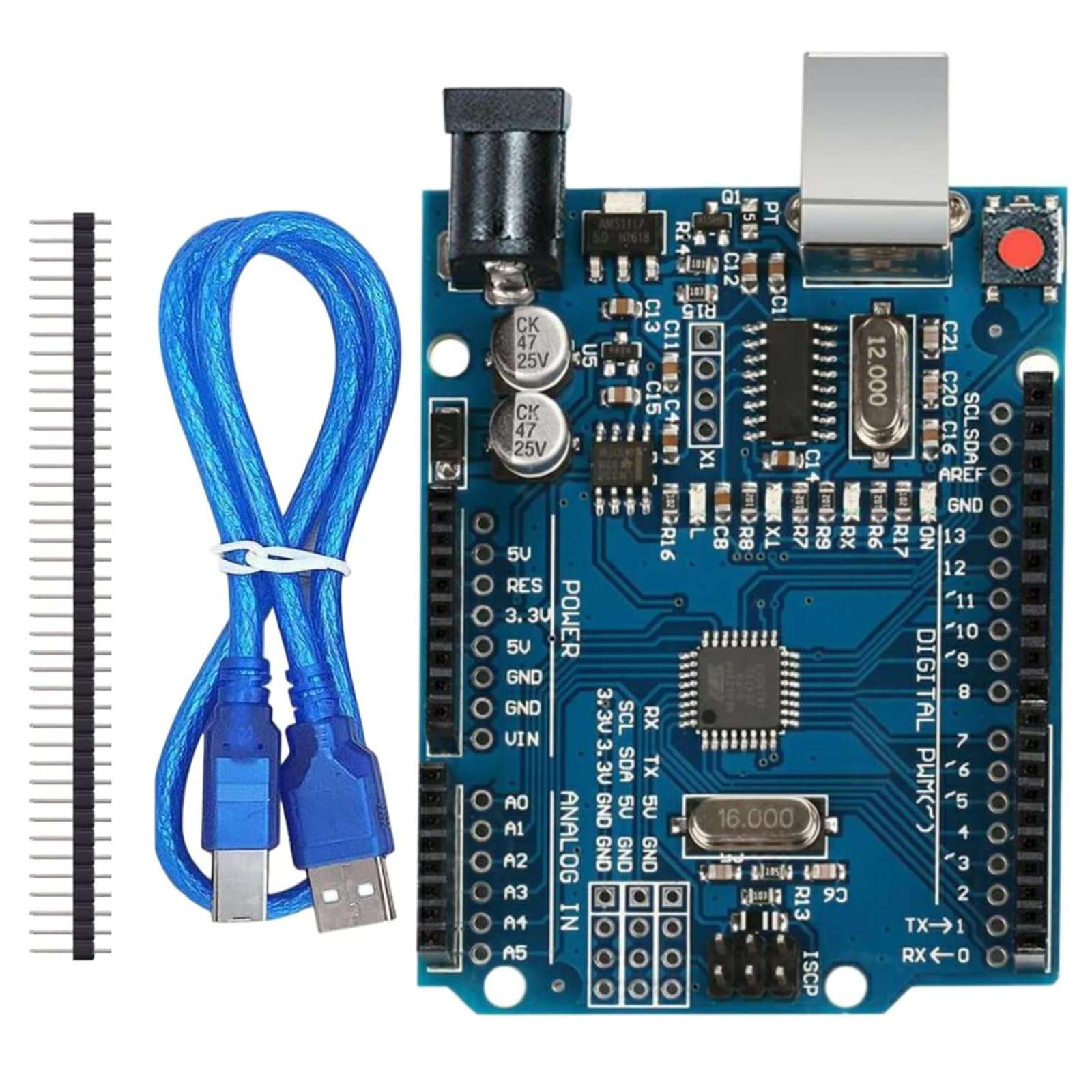 KY3D Atmega328P Microcontroller Development Board, Improved Programming Motherboard for Arduino UNO R3 Mega 2560 Nano Robot, for Arduino IDE AVR MCU Learner K53, with Straight pins and USB Cable 1