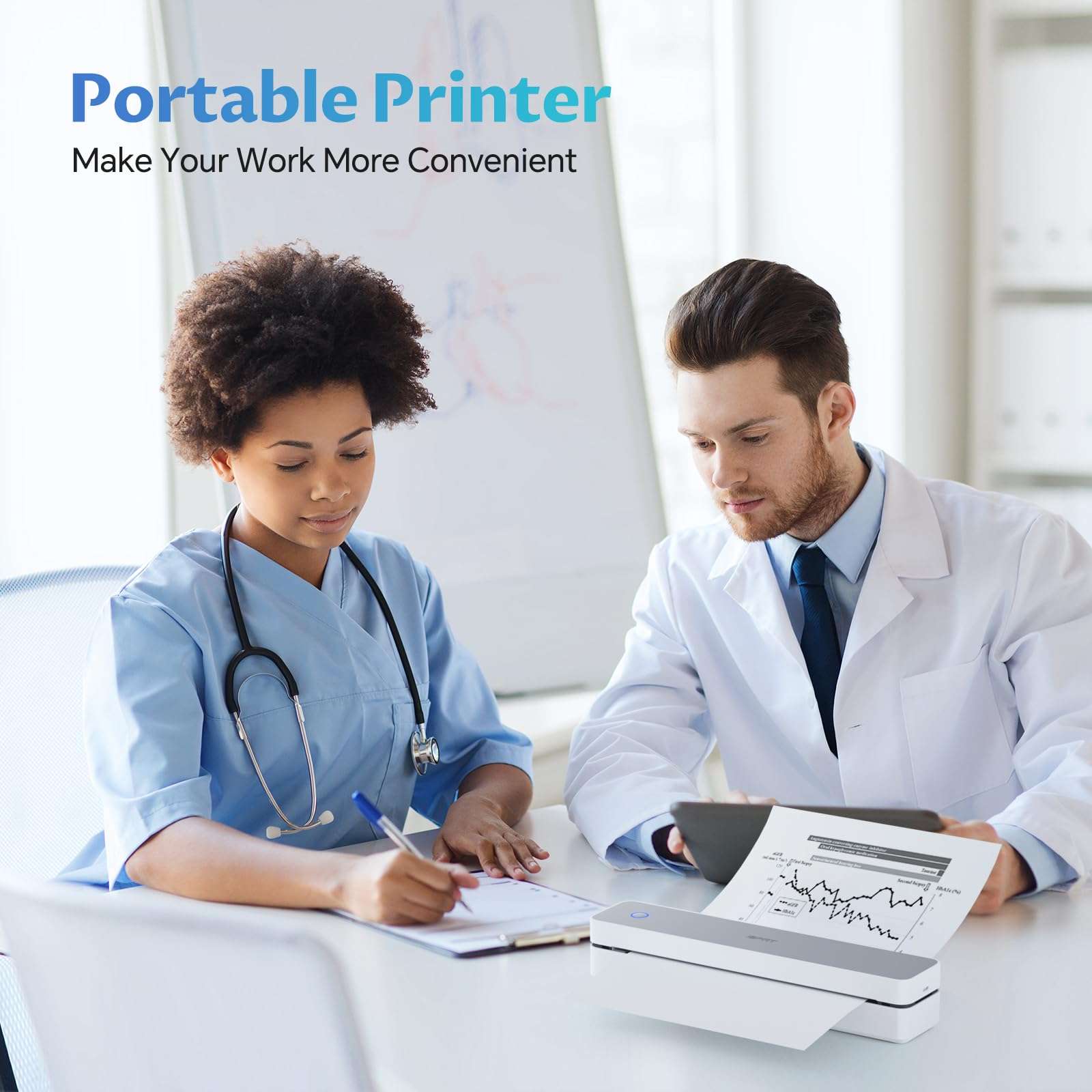 iDPRT Portable Thermal Printer,Wireless Printer for Travel Support 8.5" X 11" US Letter& A4&A5 Thermal Paper, Bluetooth Inkless Printers Compatible with Android and iOS Phone&Laptop 6