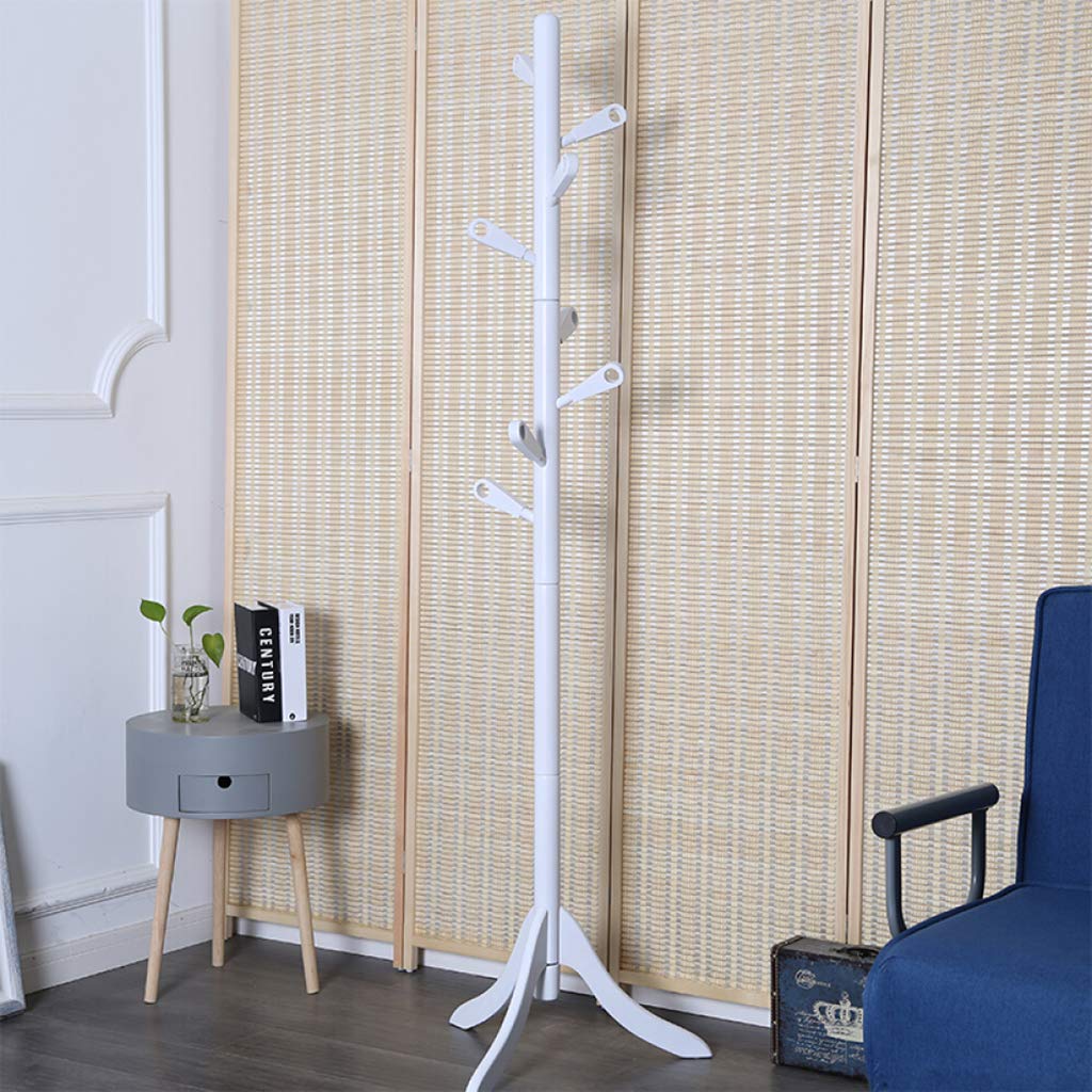 CALANDIS Wooden Coat Hat Rack Hanger Sturdy Clothing Garment Rack Stand White 6