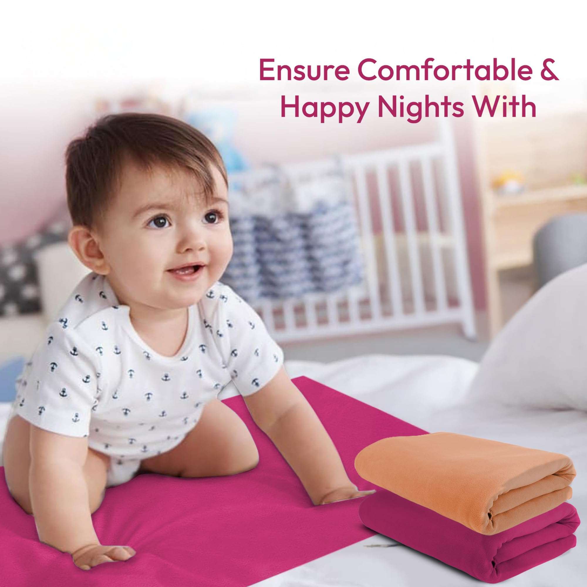 StarAndDaisy Waterproof Quick Dry Sheet, Bed Pad Anti-Piling Fleece Extra Absorbent Washable Mattress Protector| Baby Bed Protector Sheet for Toddler Children. (Pink & Orange, 50X70 CM) 4