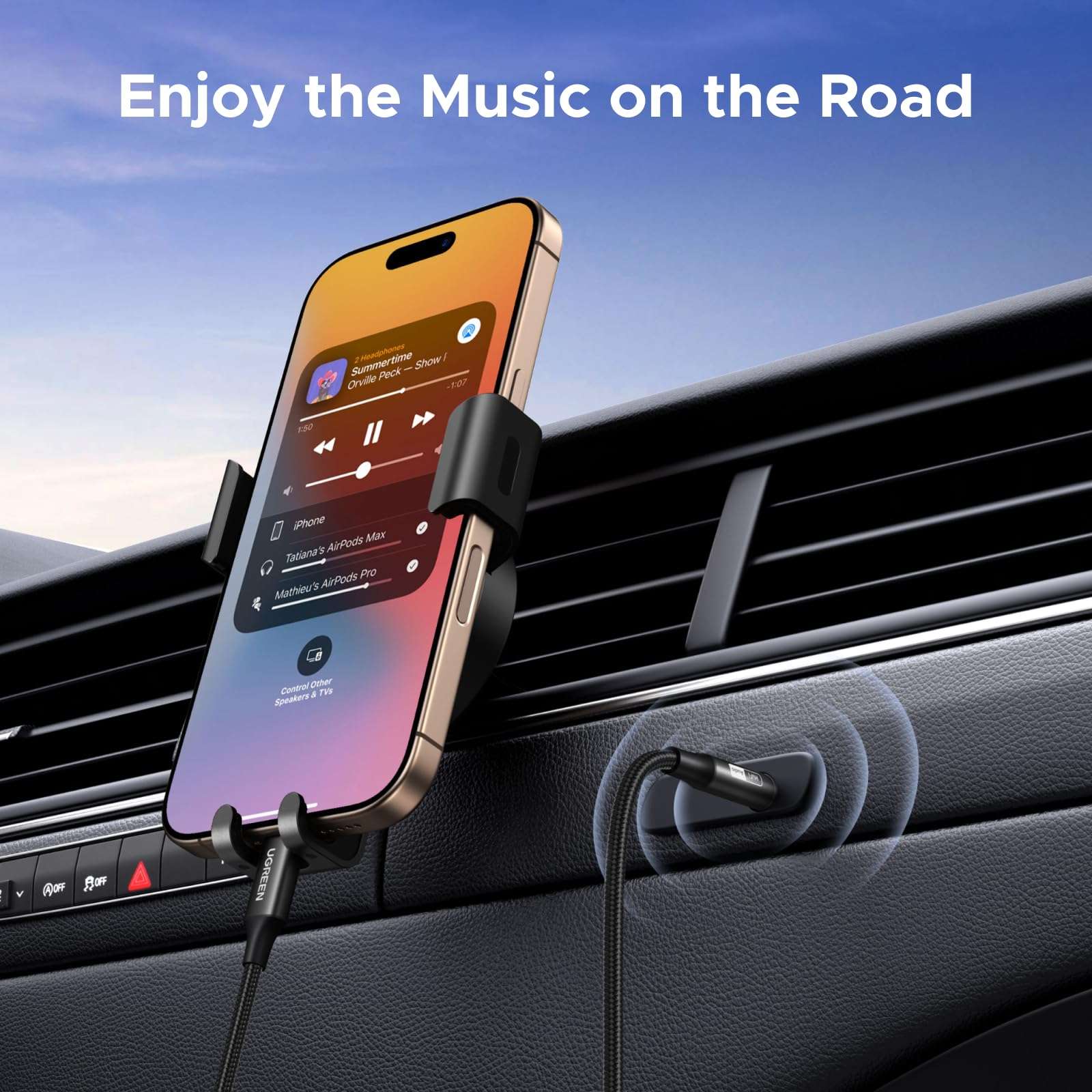 UGREEN Aux to USB C Type C to 3.5mm Audio Adapter Hi-Res 32bit/384KHz Stereo Cord Headphone Male Car Auxiliary Cable Compatible with iPhone 16 15 Pro Max Plus, Galaxy S25 S24 Ultra iPad Pixel 9, 6.6FT 3