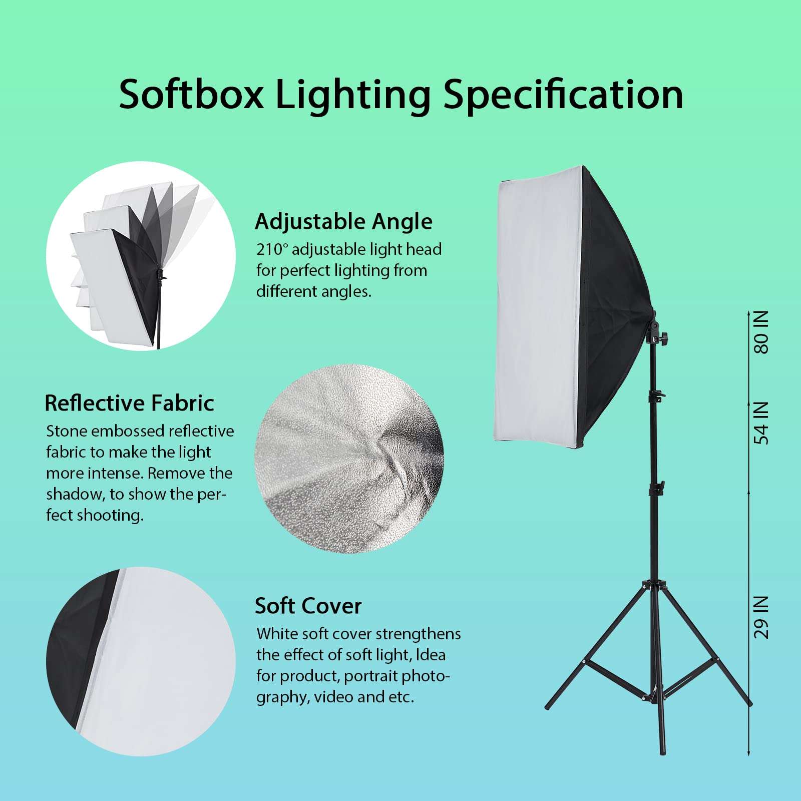 Photography Lighting kit with Backdrops, 8.5ftx10ft Backdrop Stand, 5 Tripod Stands and Bulb, Umbrella Softbox Continuous Lighting, Photo Studio Equipment for Portrait Product Photo Shoot 5