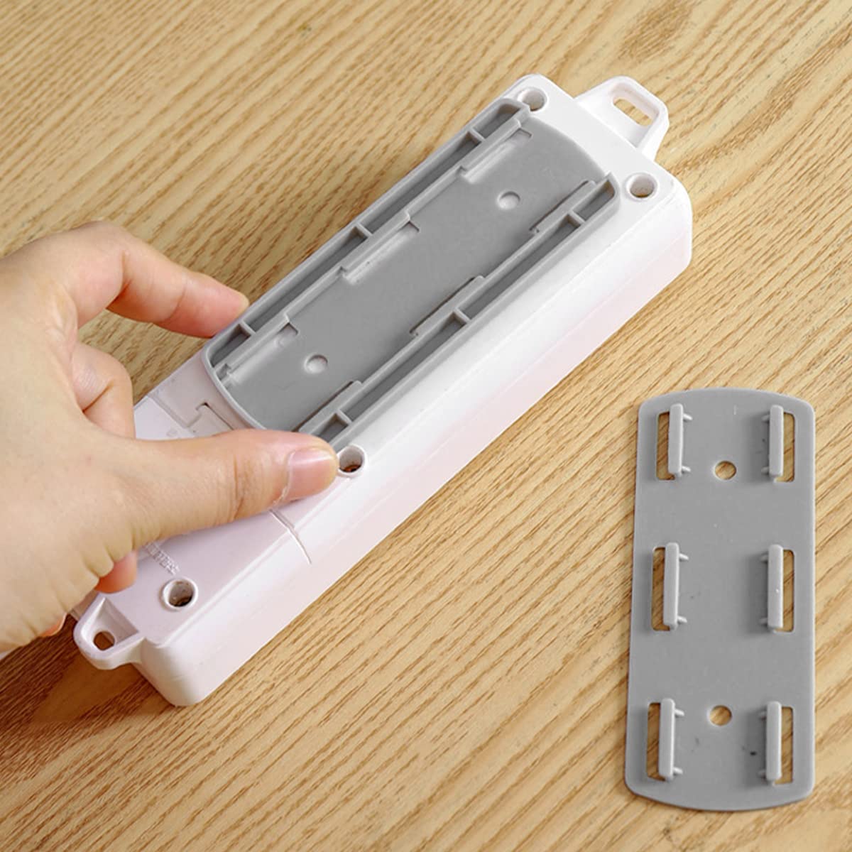 15Pcs Punch-Free Socket Holder, Self-Adhesive Desktop Socket Fixer, Wall Mount Socket Bracket Power Strip Holder for WiFi Router Socket Fixer for Kitchen Home and Office(Grey) 4