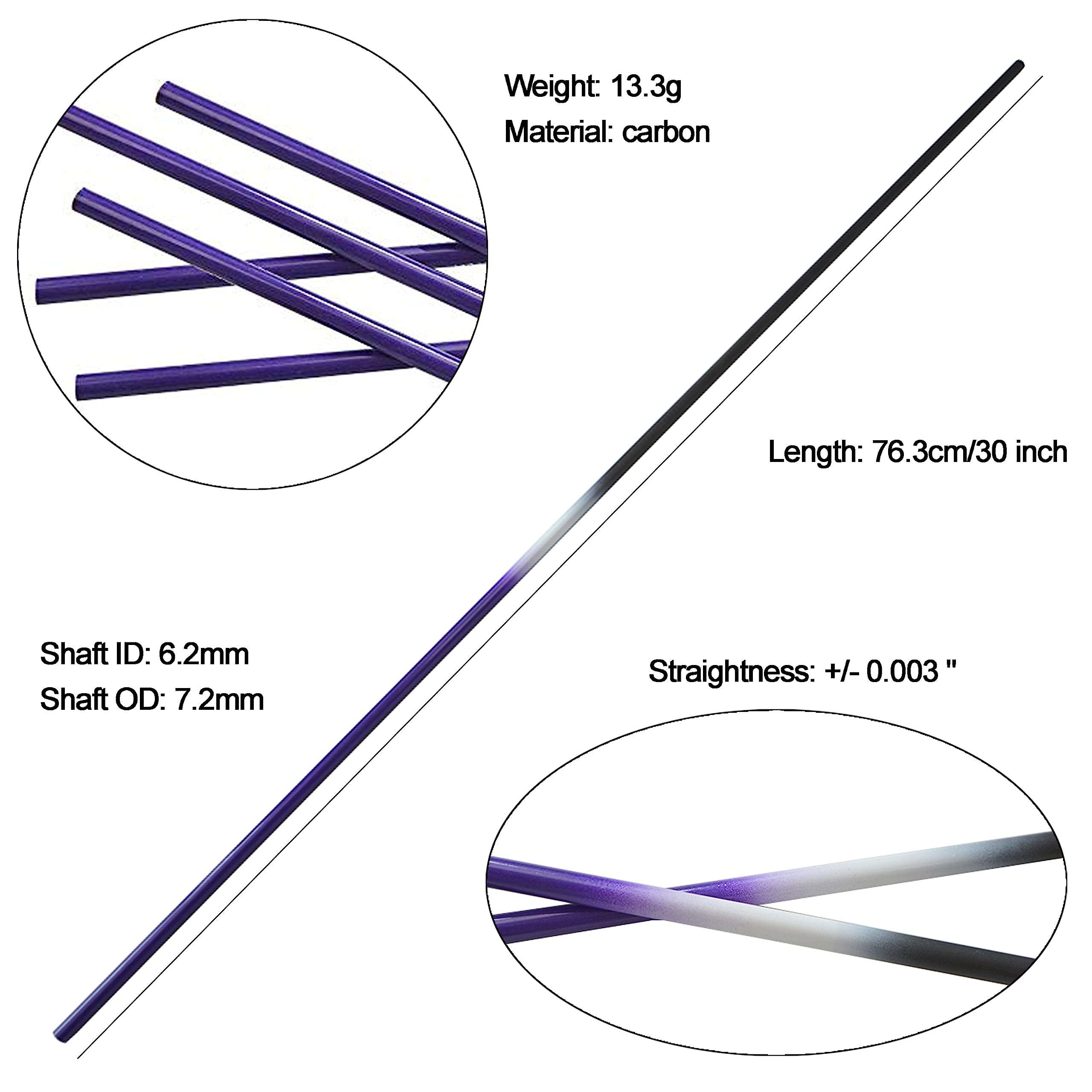 ZSHJGJR 30 Inch Pure Carbon Arrow Shaft ID 6.2mm Spine 250 300 350 400 450 500 550 600 Raw Bare Shaft Archery Carbon Shaft Tube for DIY Homemade Arrows 12pcs (Spine 400, Purple) 3