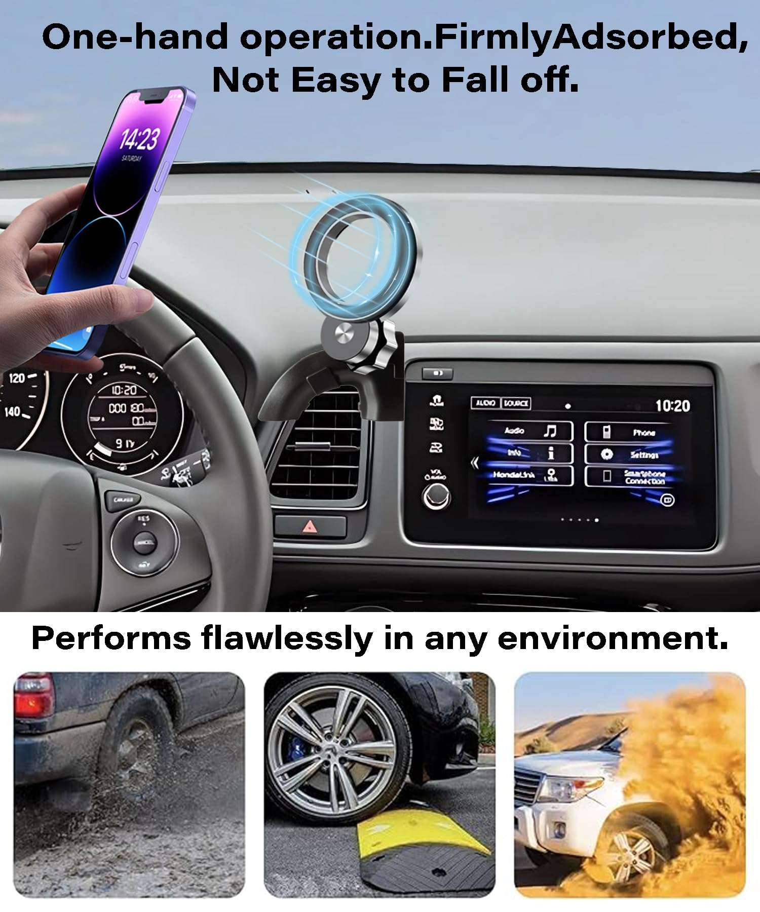 AbeeyGeomarn Car Phone Holder for Honda HRV HR-V 2016-2022 Accessories Compatible with MagSafe Cell Phone Mount Hands-Free 360 Degree Rotation Does Not Affect Air Vent 4