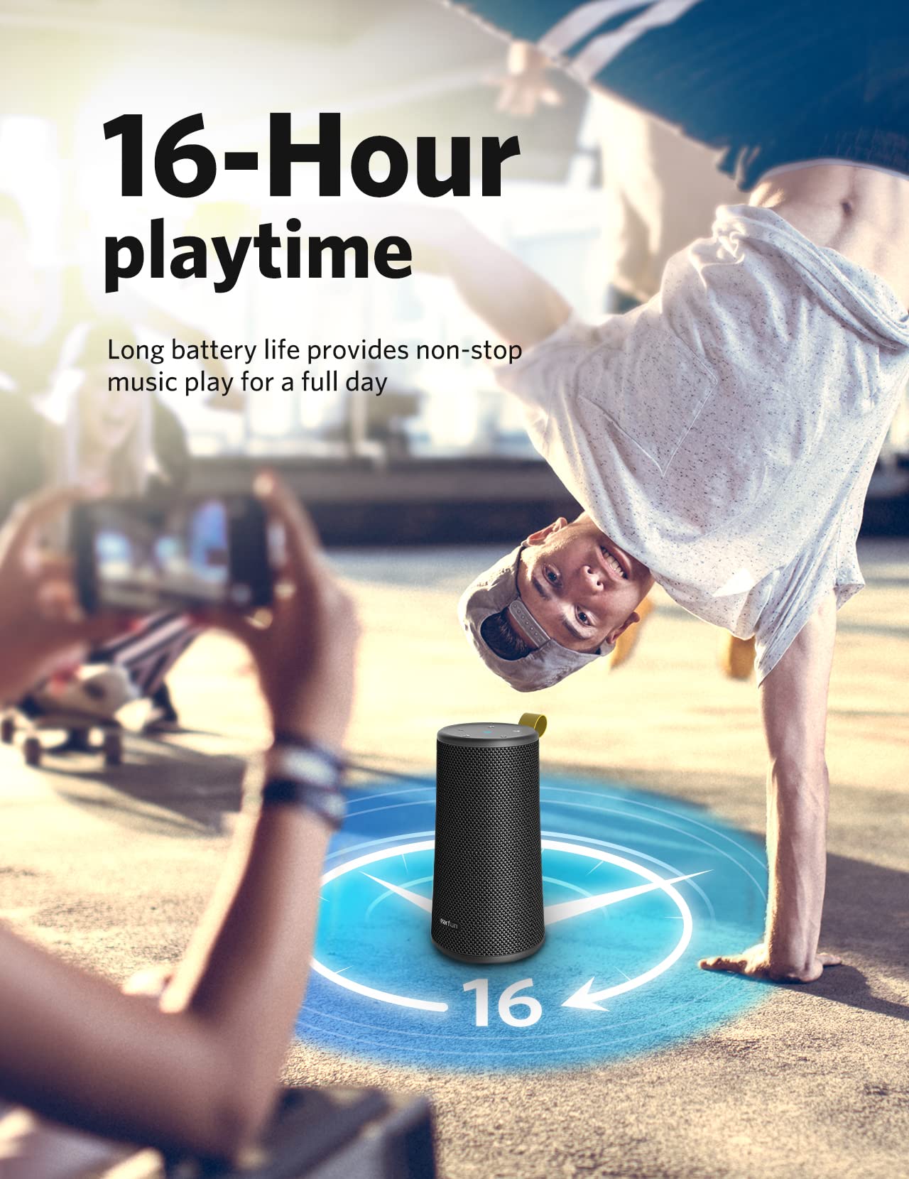 EarFun® UBOOM Bluetooth Speaker, [24W Stereo Sound] Boom Bass, 360° Surround Sound, Sweatshield™ IPX7 Waterproof, Indoor & Outdoor Modes, Dual Pairing, 24Hrs, Portable Wireless Speaker for iPhone etc 3