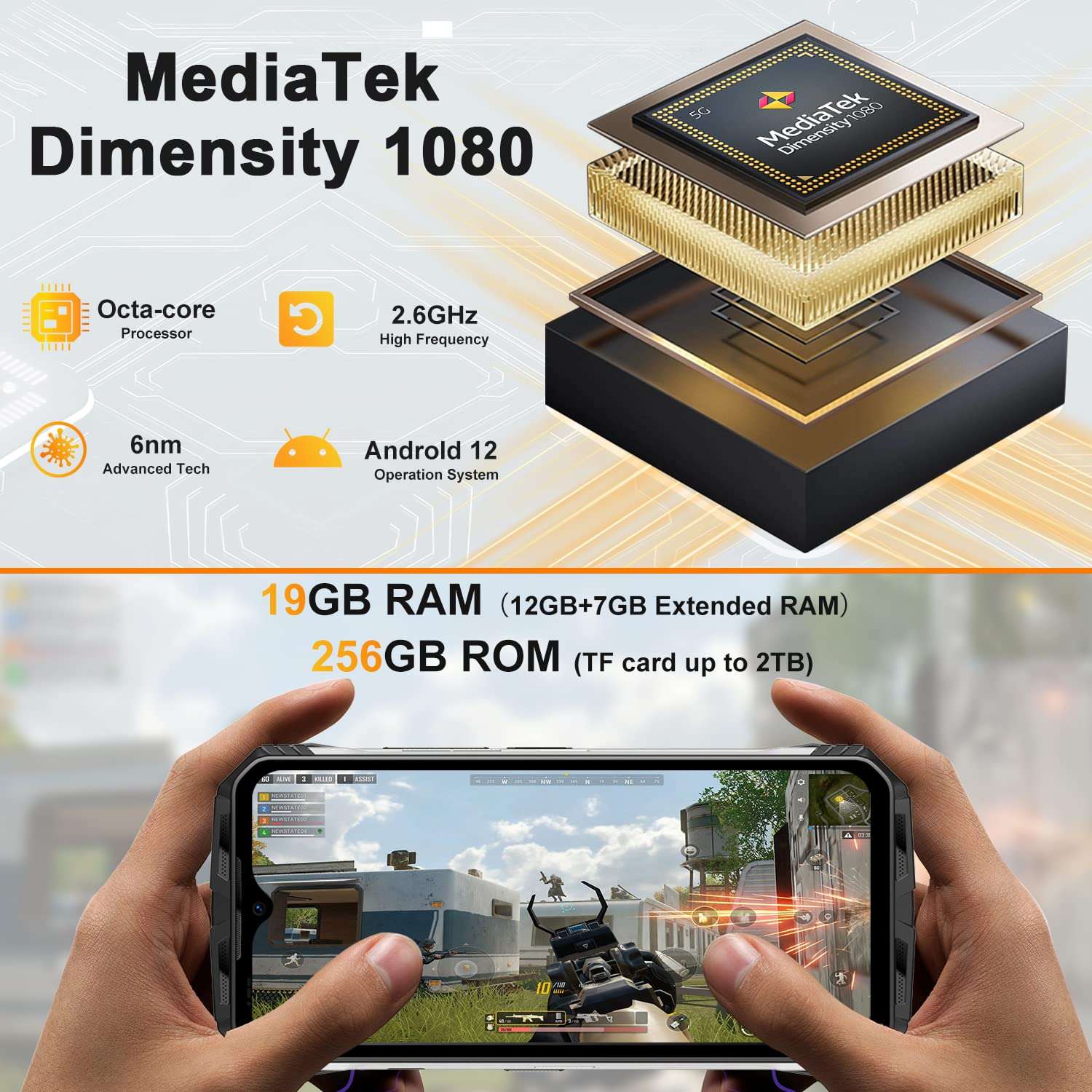 DOOGEE VMAX Rugged Smartphone, Gold 5