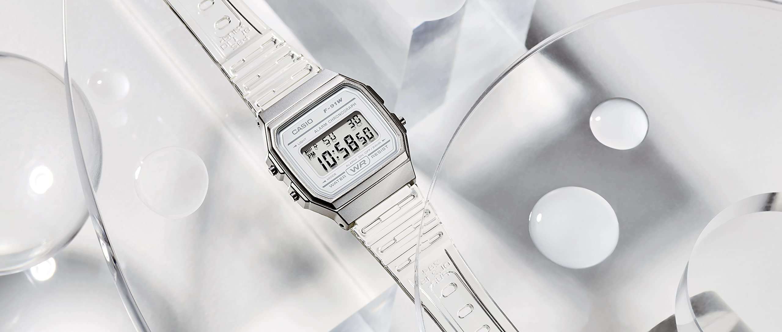 Casio Quartz Watch with Resin Strap, Clear, 20 (Model: F-91WS-7CF) 4