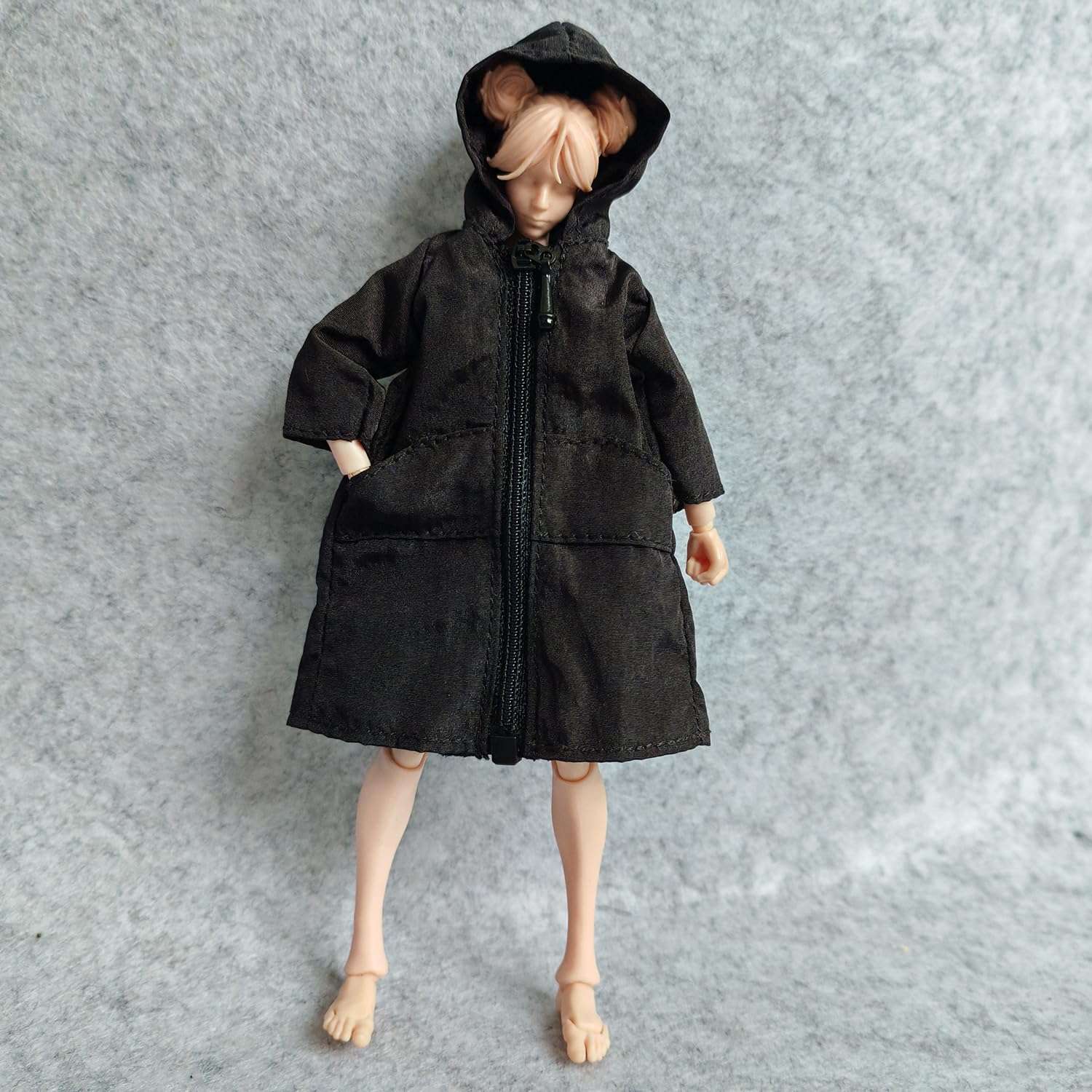 SSbeauty M 1/12 Scale Figure Clothes Long Coat for 1:12 6inch Female Action Figure Doll Clothes (Black) 1