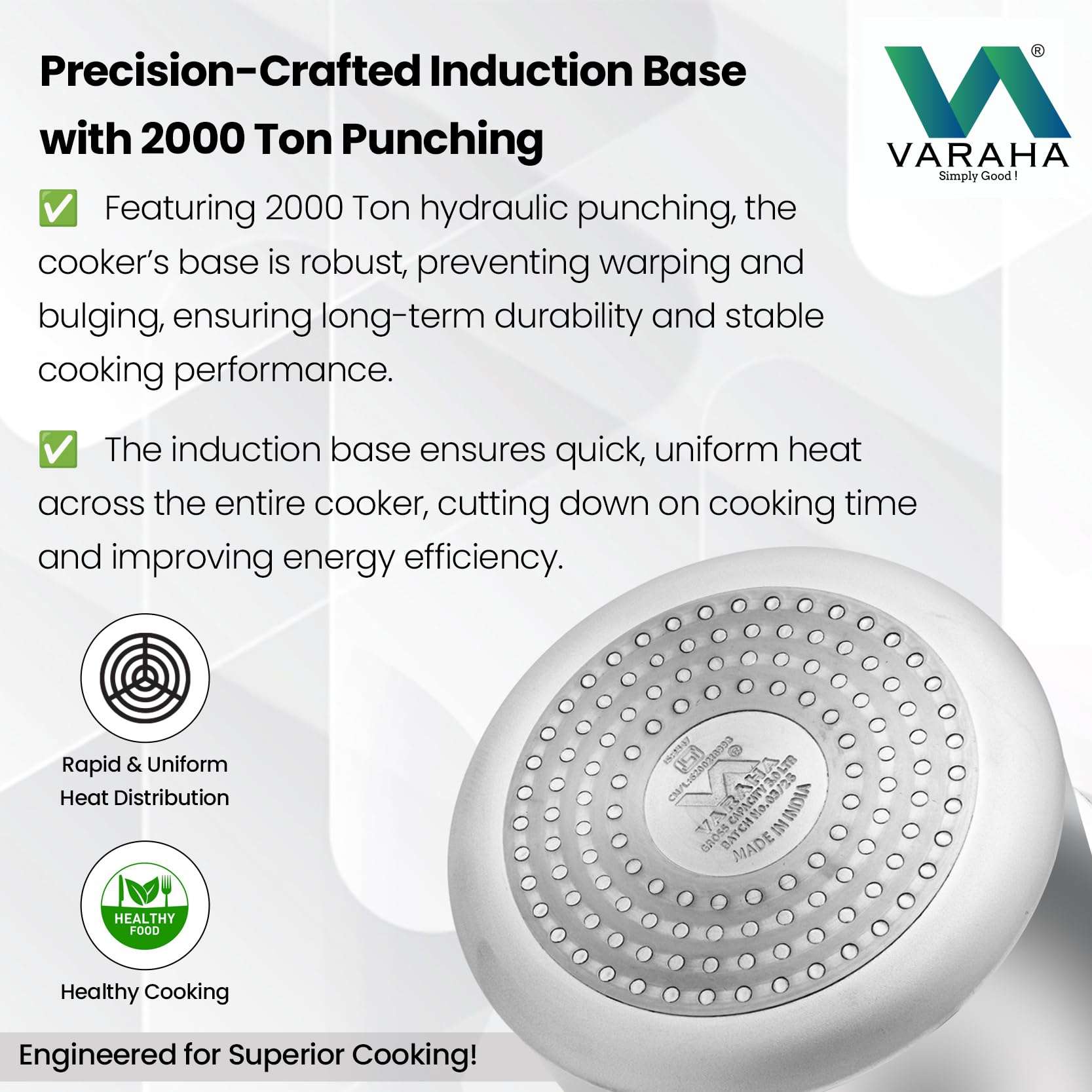 Varaha Deluxe 5 Litres Pressure Cooker | Outer Lid | Heavy Gauge Food Grade Virgin Aluminium | Induction & Gas Stove Compatible | ISI Certified | 5 Years Manufacturer's Warranty | Silver 4