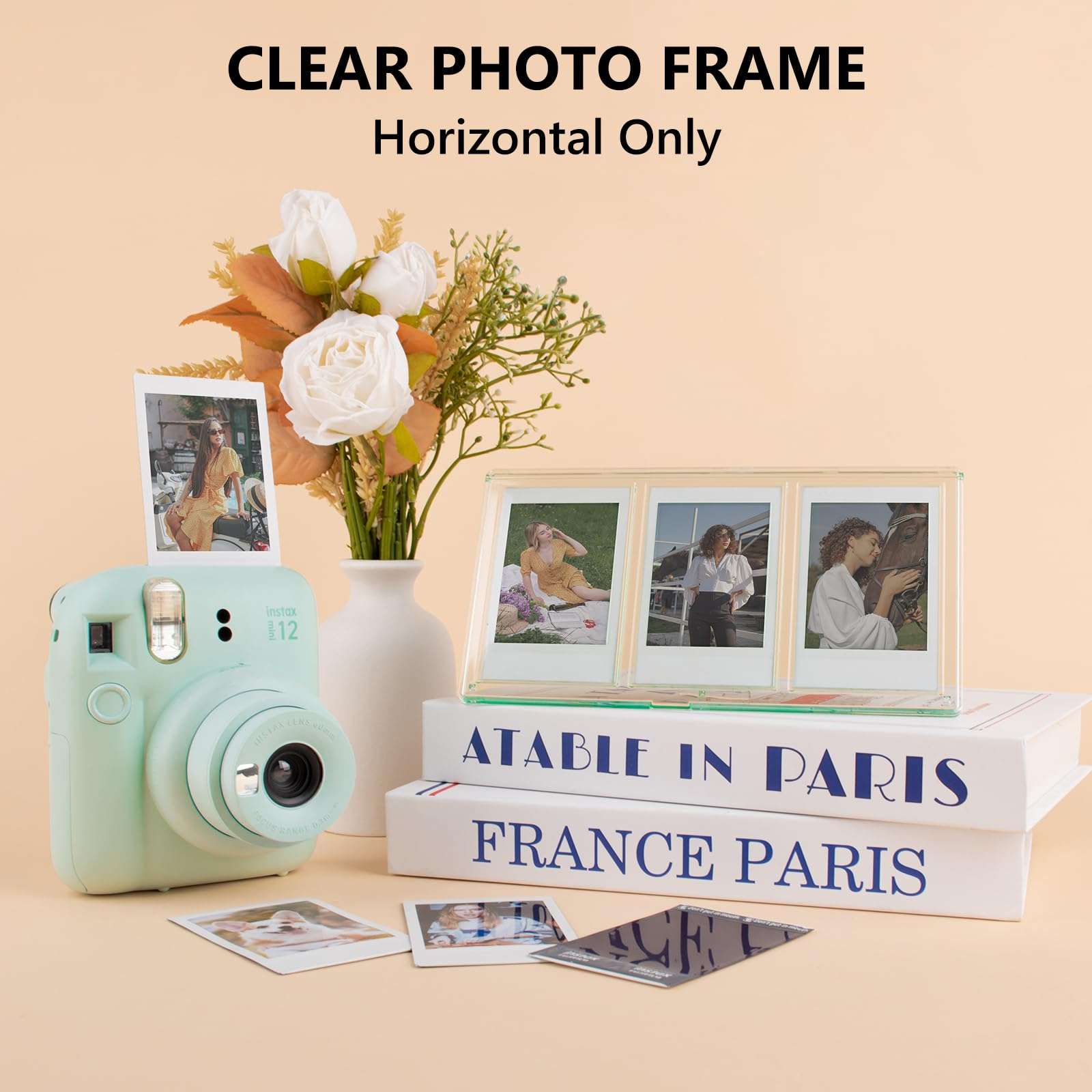 HIYQIN Collage Picture Frame with Three 2x3 Inch Openings - 3 IN 1 Mini Photo Frame Compatible with 2x3 Fujifilm/Polaroid Instax Film - Mint Green 6