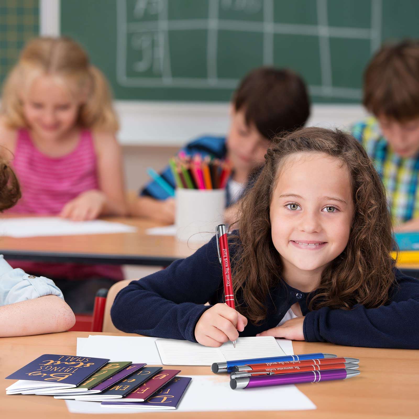 Funrous 32 Pcs Motivational Quote Pens Inspirational Notepads Mini Journal with Ballpoint Pen Small Notebooks Gift Set for Men Women Coworkers, Adult Party Favors Prizes Gift Bulk(Simple) 6