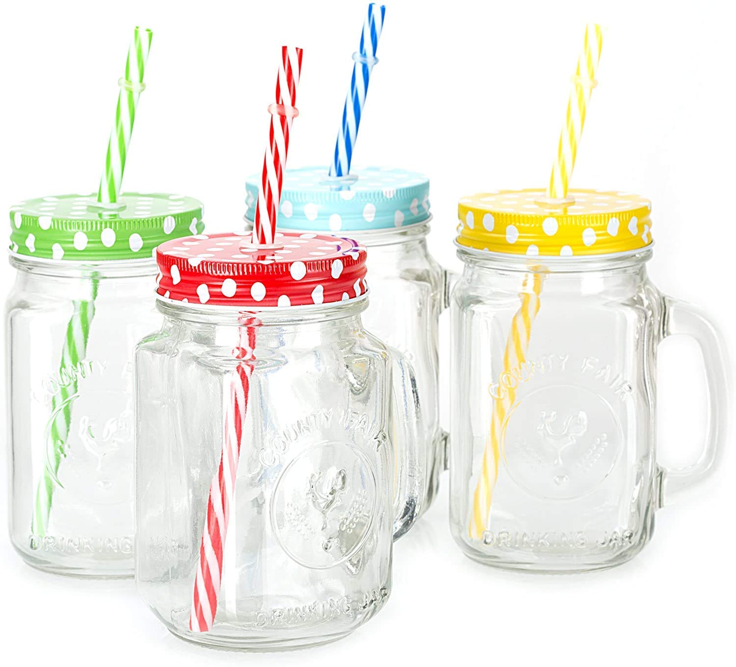 wellxo Glass Mason Jar with Straw, 430 ml Set of 2 mocktail jar/Smoothie jar 6