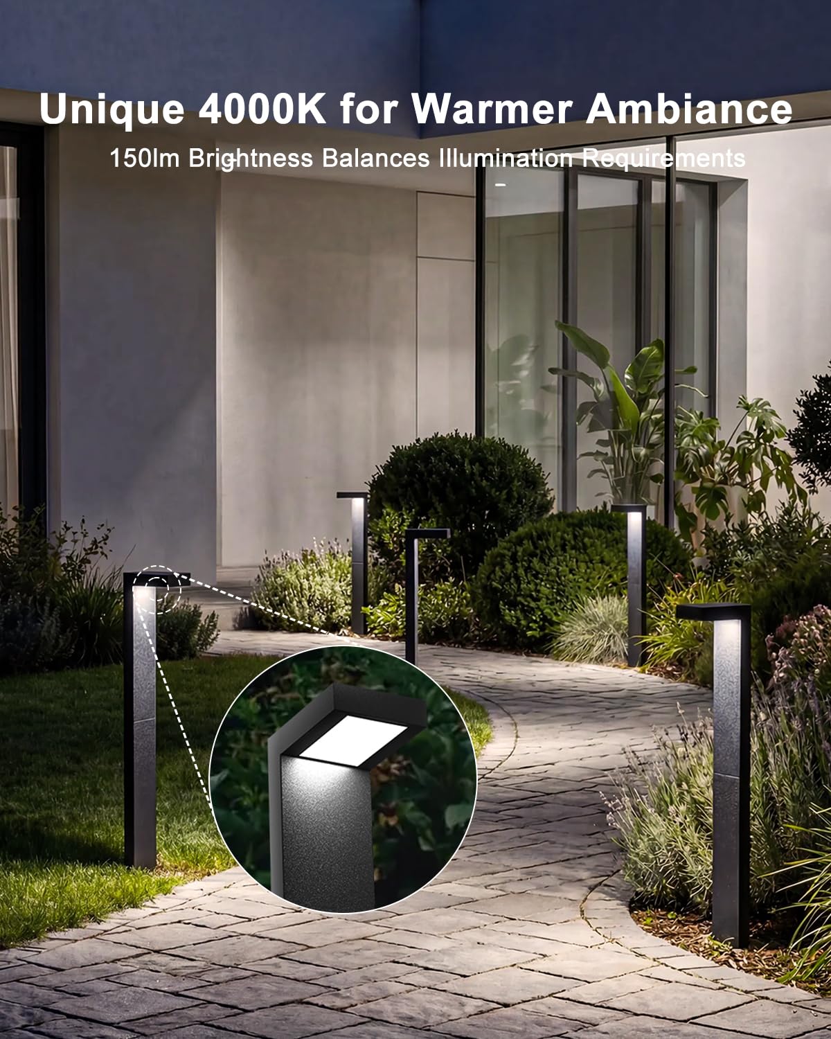 Lawyettle Low Voltage Landscape Lights, 6 Pack Outdoor LED Pathway Light, Wired Path Lighting for Walkway, Garden, IP65 Waterproof, 150LM, 4000K, Modern Cast-Aluminum, Black 5