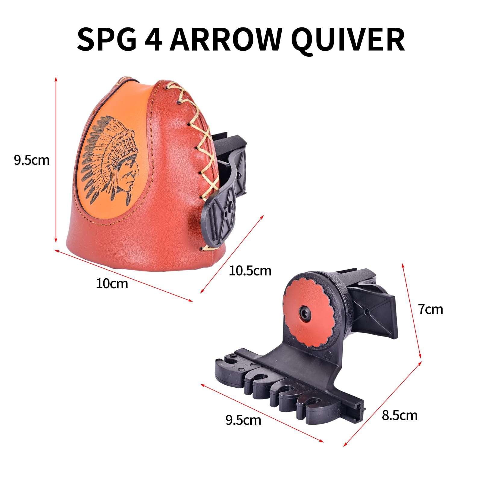 SPG Adjustable Archery Arrow Quiver - Leather Quiver Arrow Holder with Quick Shoot System Longbow Recurve Bow Quiver 4/6 Arrows Hanged Arrow Case for Hunting Shooting Practice(6 Arrows) 2