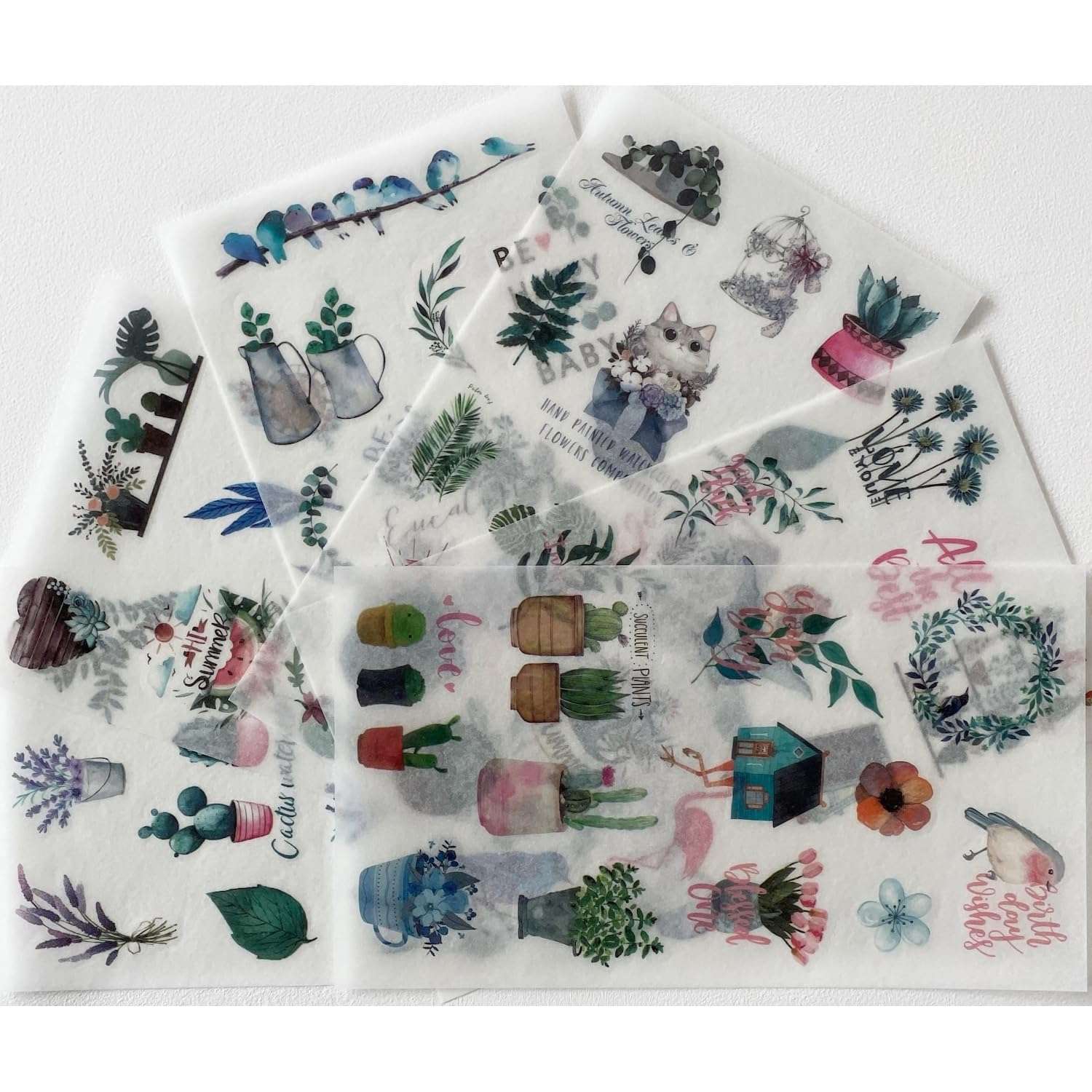 Printable Washi Sticker Paper for Inkjet & Laser Printers, 8.5x11 Inch Full Sheet, 25 Sheets, Semi transparent 6