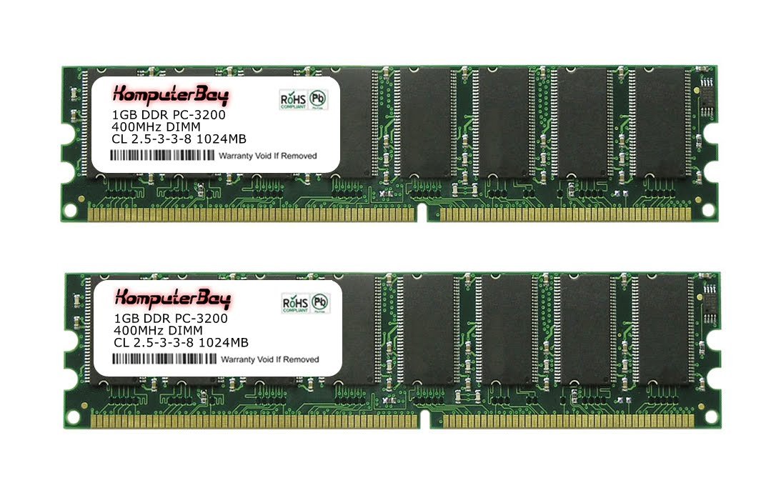 KOMPUTERBAY 2GB (2 x 1GB) DDR DIMM (184 pin) 400Mhz PC 3200 Low Density CL2.5 2 GB KIT 1