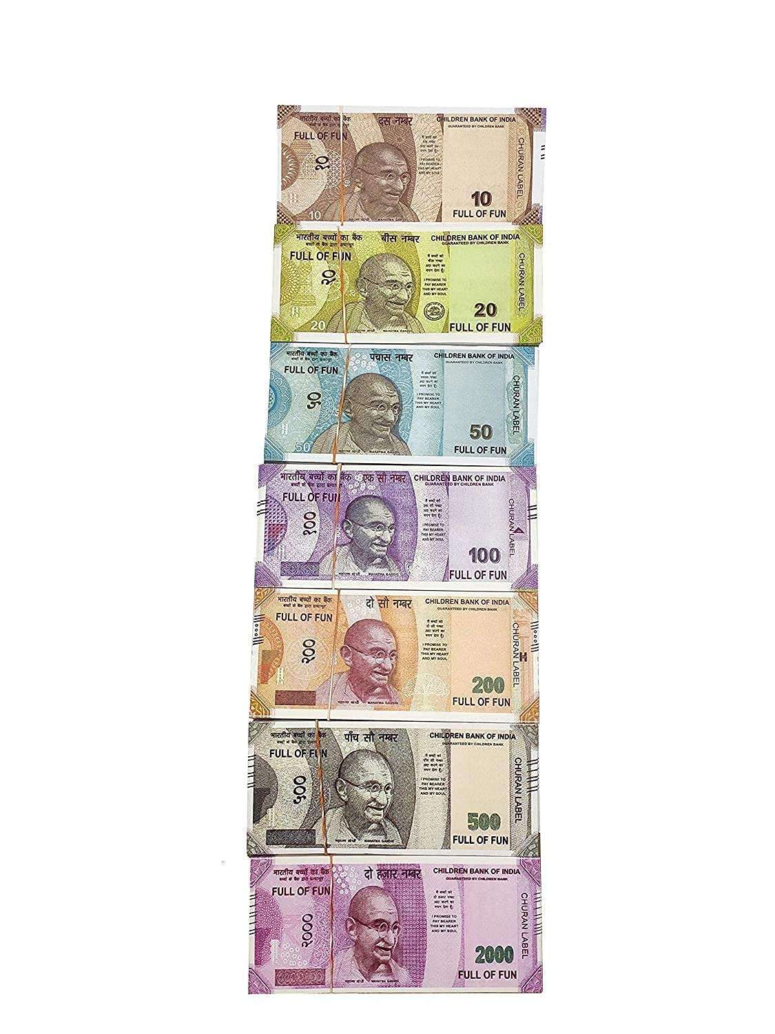 aagaj® Children Bank of India Dummy Currency Notes Combo | Fun Playing All Indian Rupees Currency Notes | Pretend Play Fake Money Currency for Kids - Rs.10, 20, 50, 100, 200, 500 & 2,000 (200 Each, 1400 Notes) 5