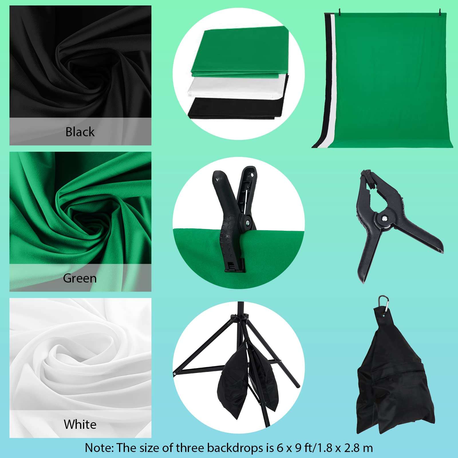 Photography Lighting kit with Backdrops, 8.5ftx10ft Backdrop Stand, 5 Tripod Stands and Bulb, Umbrella Softbox Continuous Lighting, Photo Studio Equipment for Portrait Product Photo Shoot 6