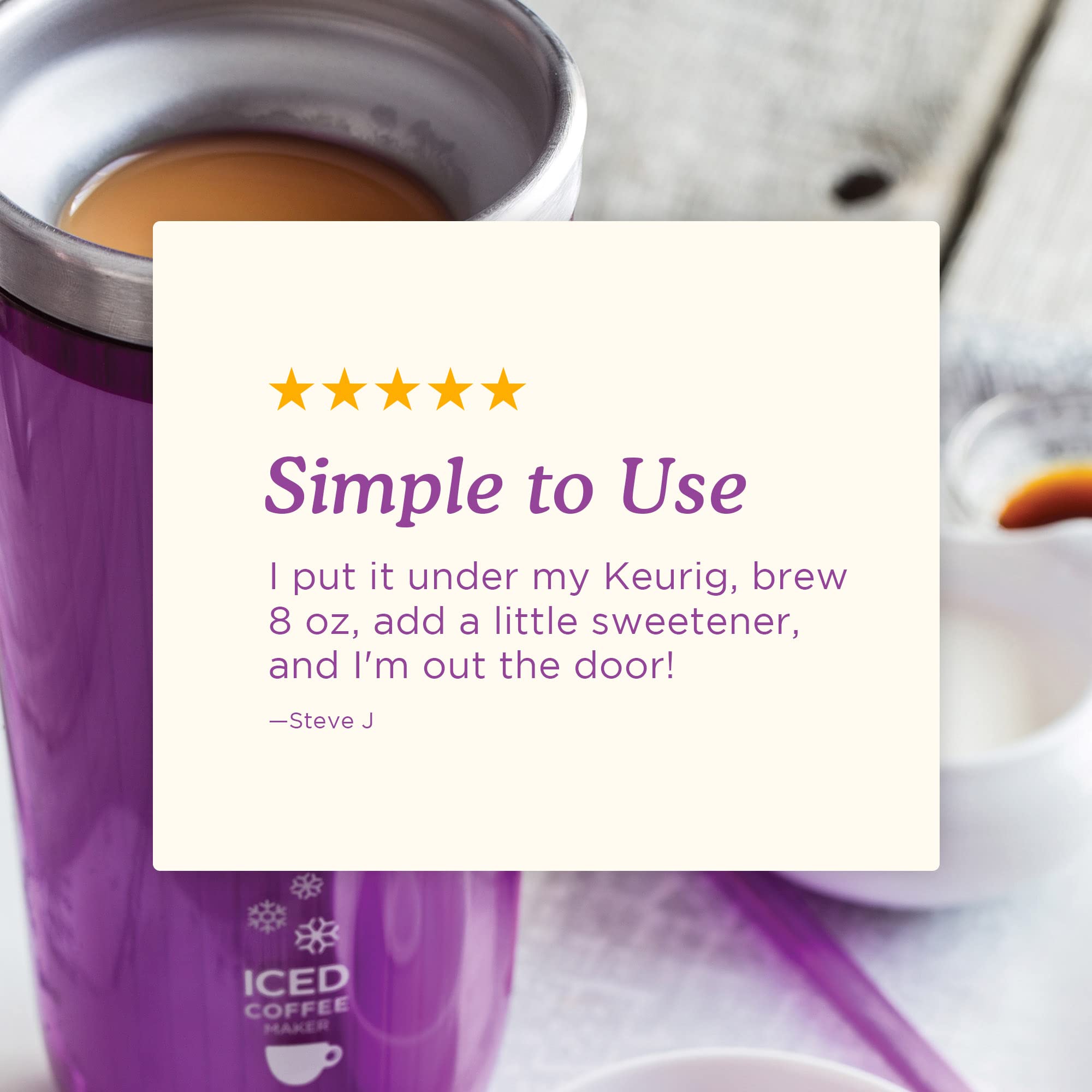 ZOKU Instant Iced Coffee Maker, Reusable Beverage Chiller Cools Hot Beverages in Minutes Without Dilution, Portable 11-ounce Tumbler With Spill-resistant Lid and Straw, Purple 3