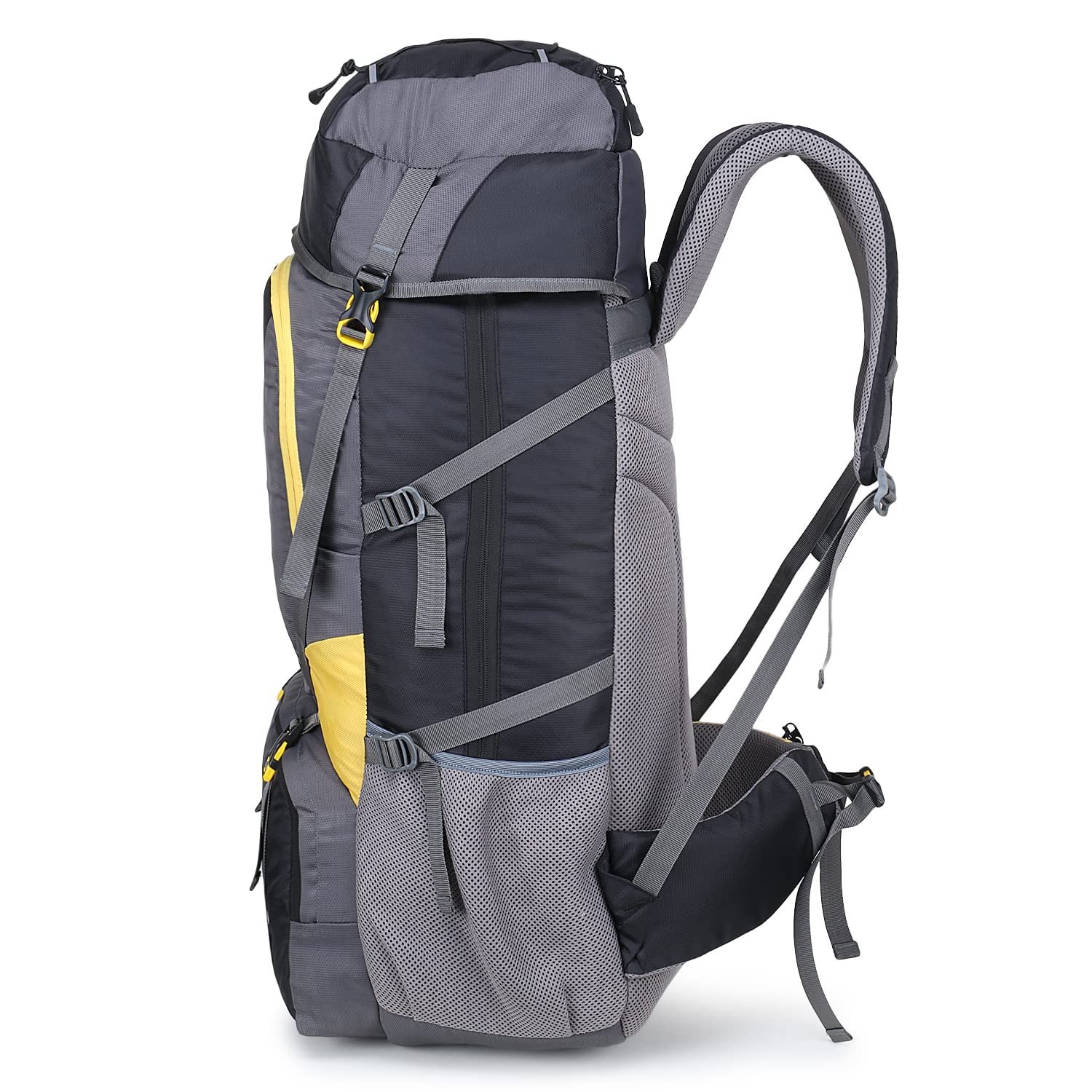 TRAVEL POINT 60L Waterproof Travel Backpack for Outdoor Sport Camp Hiking Trekking Bag Camping Rucksack with Shoe Compartment Tourist Mountain Climbing Bag for Men and Women with rain cover (CURVE-BLACK) 1 Year Warranty 3