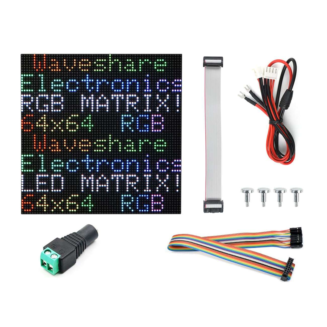 Waveshare RGB Full-Color LED Matrix Panel, 2.5mm Pitch, 64×64 Pixels, Adjustable Brightness, Compatible with Raspberry Pi 5/4B/3B/Zero/Zero W/Zero 2W/Pico/Pico W/Pico WH 1