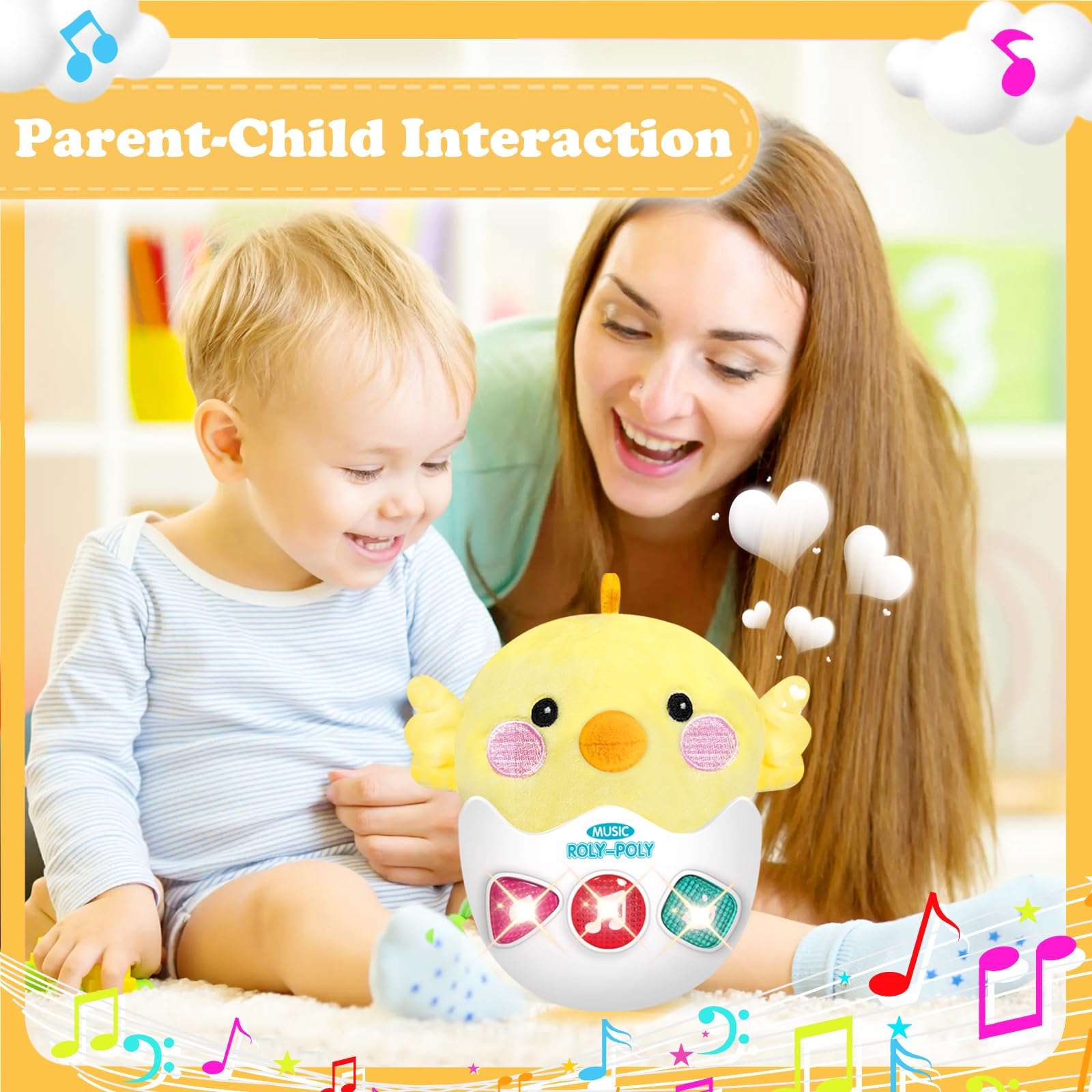 Baby Toys chicken Stuffed Animals: Infant Tummy Time Musical Toys for Toddlers 6 7 8 9 10 11 12 Months Babies Boy - 1st Birthday Girl Gifts, 6-12 12-18 Newborn Light & Sounds Sensory Toys 3
