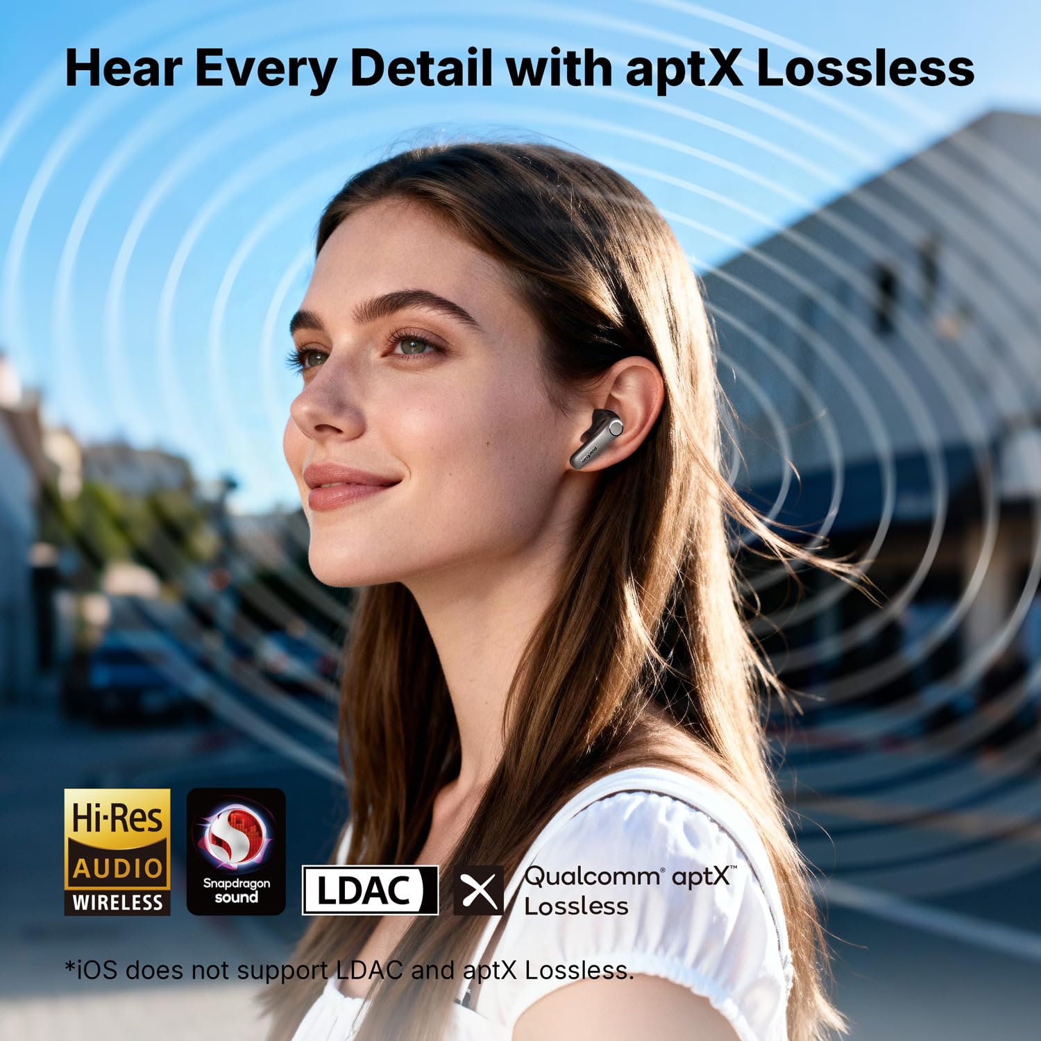 EarFun Air Pro 4+ Adaptive Noise Cancelling Wireless Earbuds, Qualcomm aptX Lossless, Snapdragon Sound, Dual Drivers Clip Open Ear Earbuds, Adaptive Comfort with Secure Fit 4