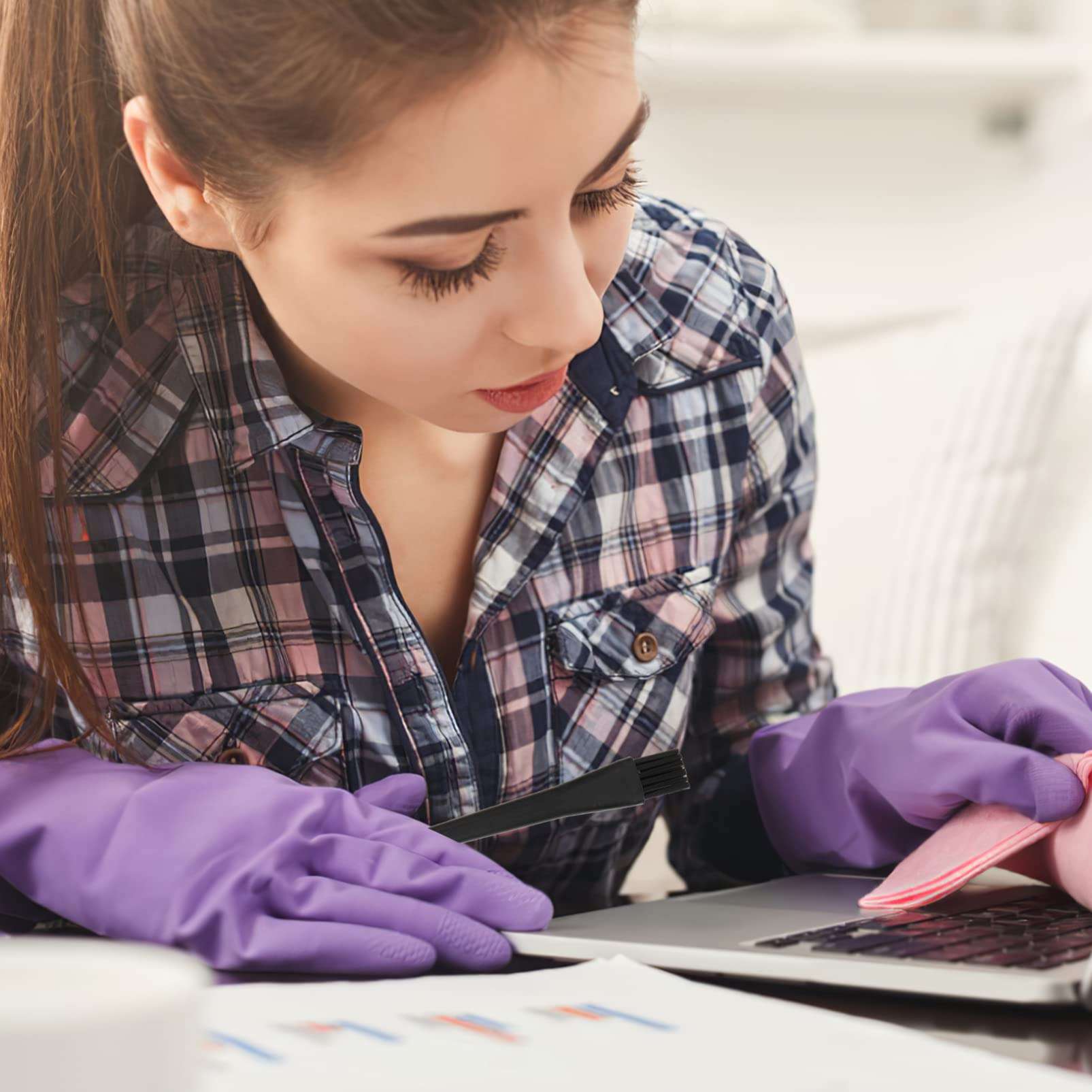 AGFELO 1 Set Keyboard Brushes Cleaner Kit Portable Brush Electronic Kit -Static Brush Sewing Machine Brush Laptop Tool Nylon Black 5