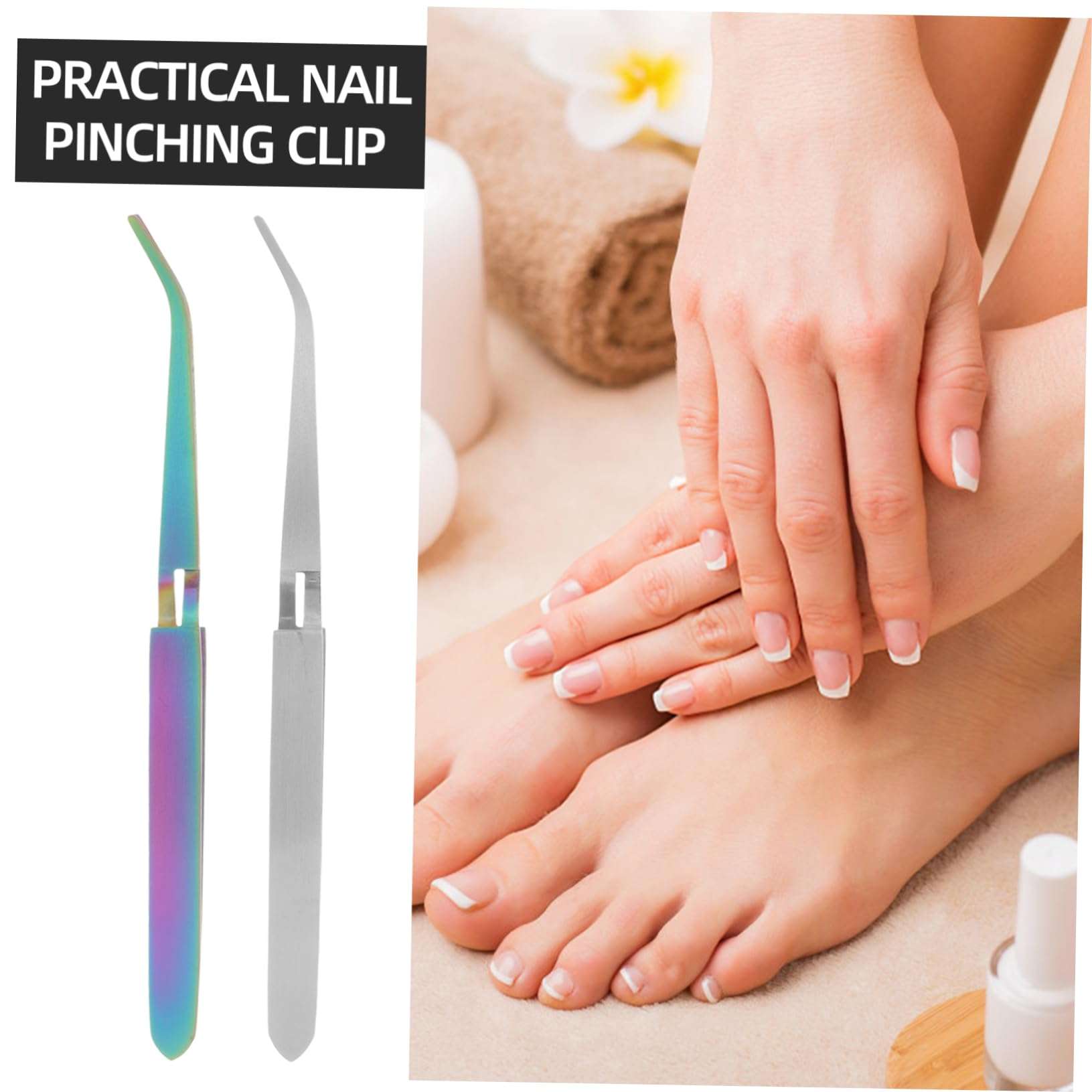 Hemoton 2pcs Nail Shaping Clip Professional Nail Clippers Portable Nail Pinching Clips Manicure Nail Pinching Clips Special Hotfix Rhinestone Tools para Uñas Metal Stainless Steel Gel Girl 6