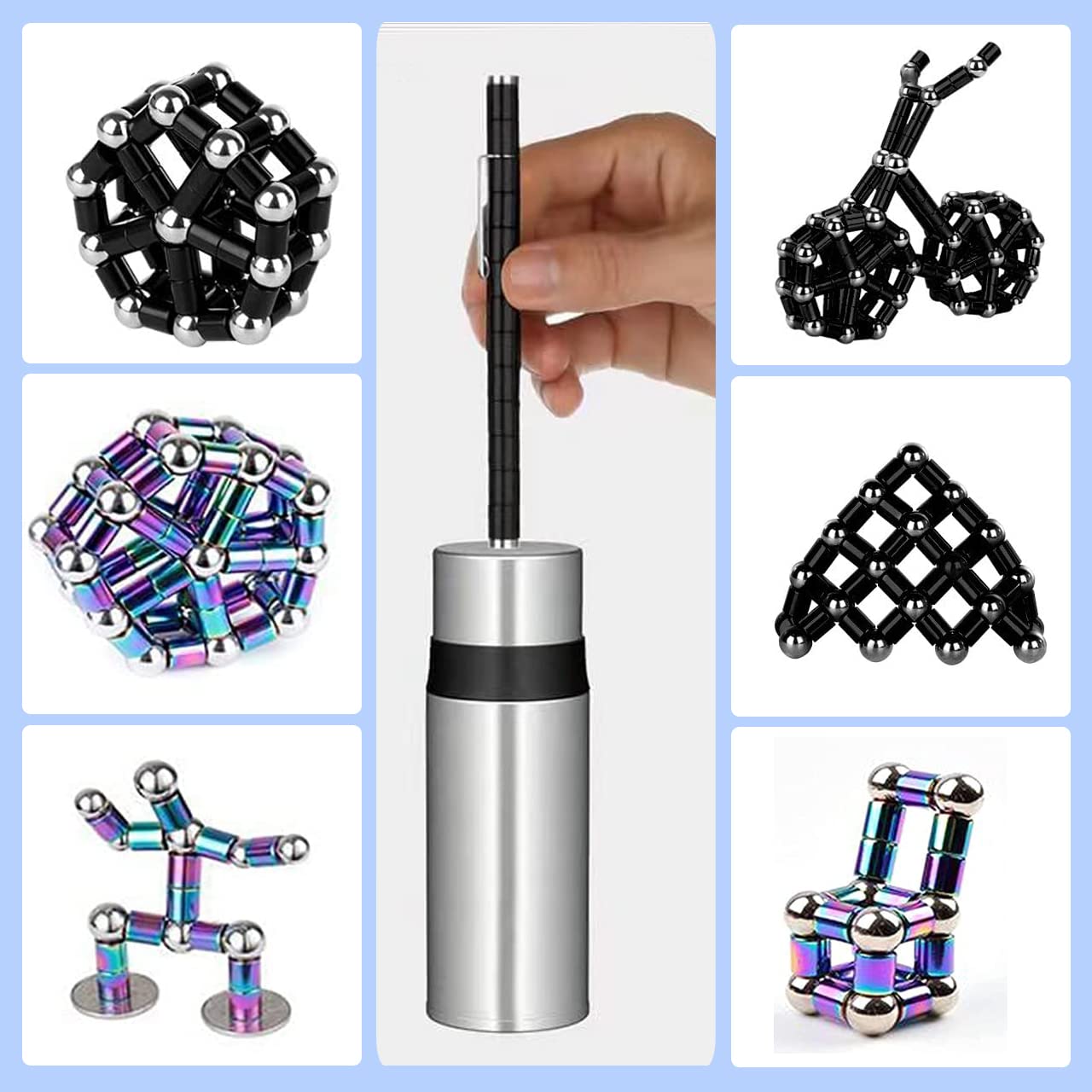 QAQcew Fidget Pen, Decompression Magnetic Fidget Toy Pen, Magnet Pen Fidget Toy Relieve Pressure Novel Toy Gift for Kids or Friends! (Black) 6