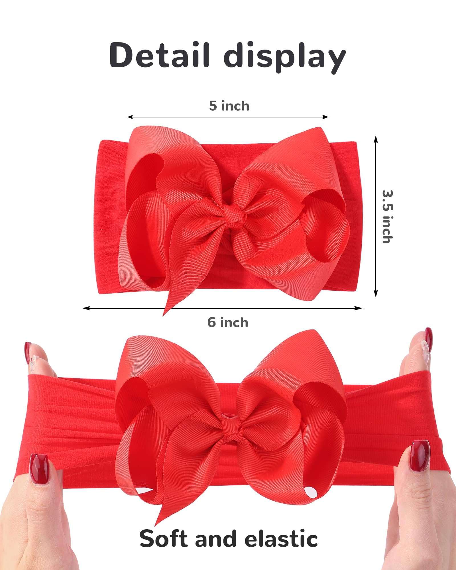 doboi 20pcs Baby Girls Bows Headbands Nylon Hairbands Ribbon Bow Elastic Hair Accessories for Newborns Infants Toddlers and Kids 2